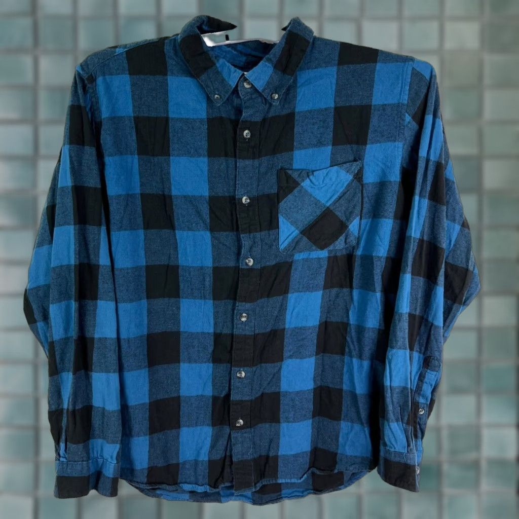 Vintage Magellan Button-Up Shirt Mens XL Blue Plaid Flannel Cotton Casual Travel Workwear Button-Down Collar Pocketed All Seasons Vintage: No Size US XL / EU 56 / 4 - 1 Thumbnail