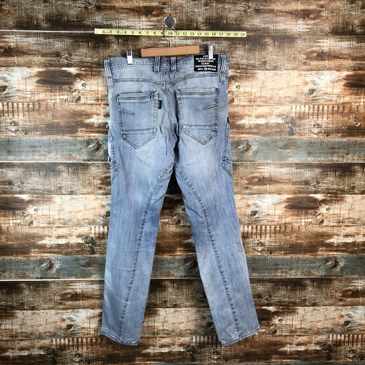 Japanese Brand Burtle Blue faded Multipocket ripped Denim Pants #A2146 Size US 33 - 17 Thumbnail