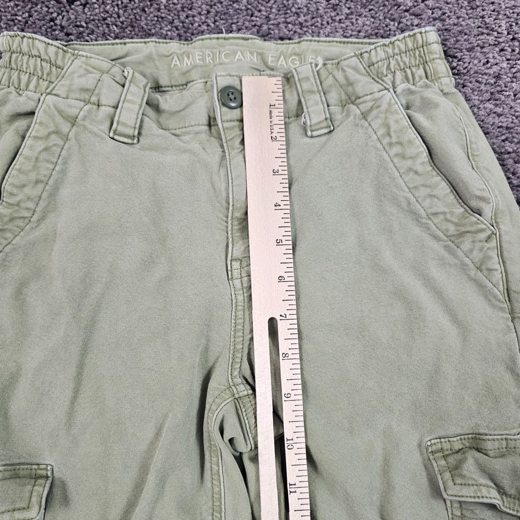 American Eagle Outfitters VINTAGE American Eagle Outfitters Womens Cargo Jeans Size 0 Mid Rise Green Stretch Denim 29in Size 25" / US 0 / IT 36 - 3 Thumbnail