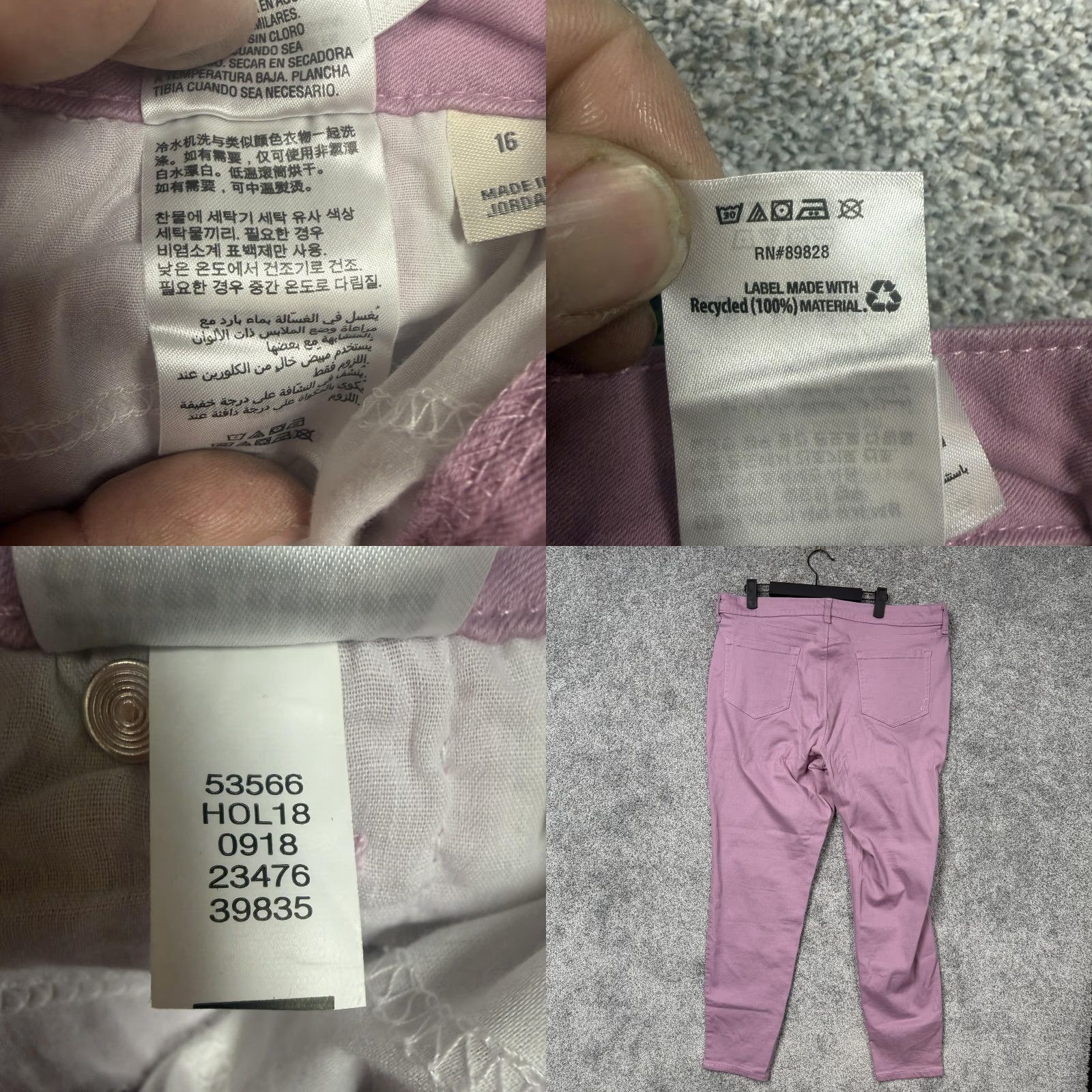 Style & Co Style & Co Curvy Skinny Leg Jeans Womens 16 Purple High Rise Stretch Denim 36 Inseam 28 in Size 38" / US 16 / IT 52 - 9 Thumbnail