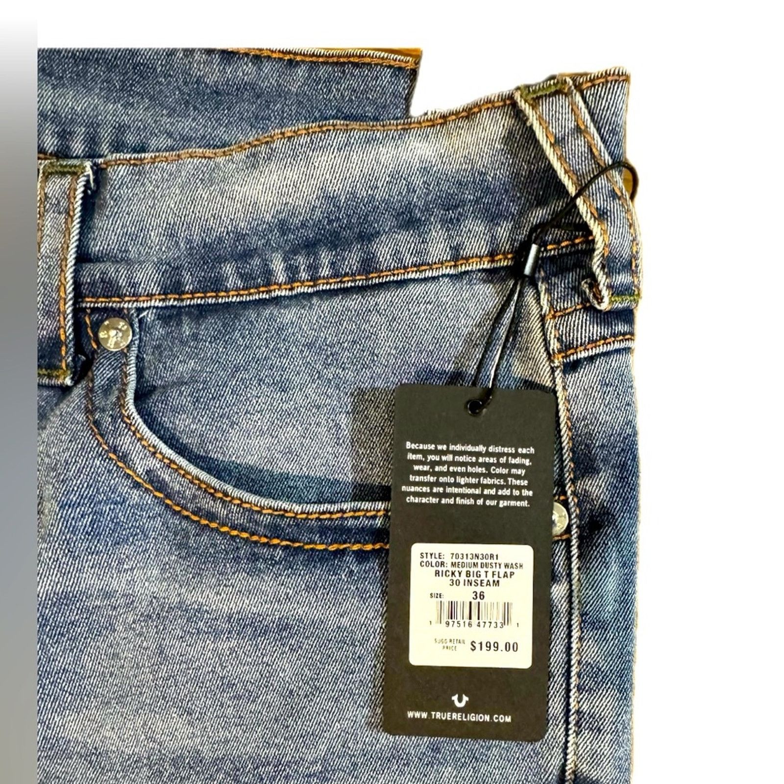 True Religion TRUE RELIGION RICKY BIG T FLAP JEANS Size US 36 / EU 52 - 5 Thumbnail