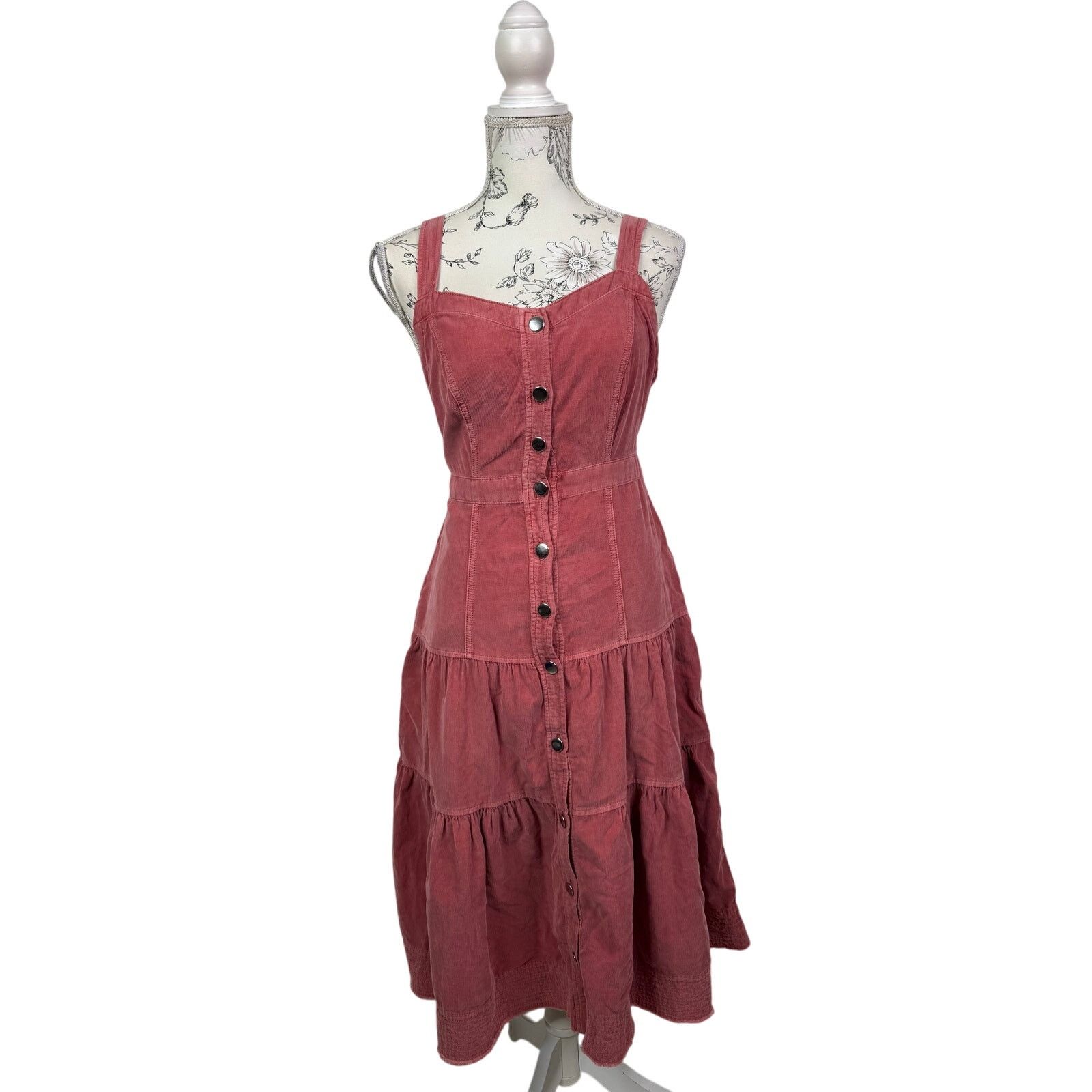 Anthropologie Pilcro Tiered Corduroy Midi Dress Size 2 NWT