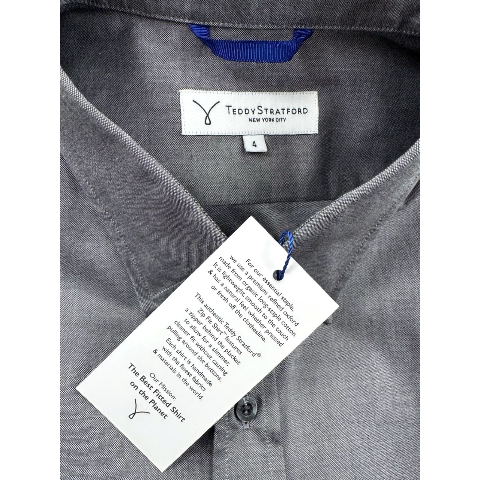 Vintage TEDDY STRATFORD Shirt Mens 4 Gray Zip Oxford Shine Metallic Long Sleeve Button-Up 1990s Z Size US S / EU 44-46 / 1 - 5 Thumbnail