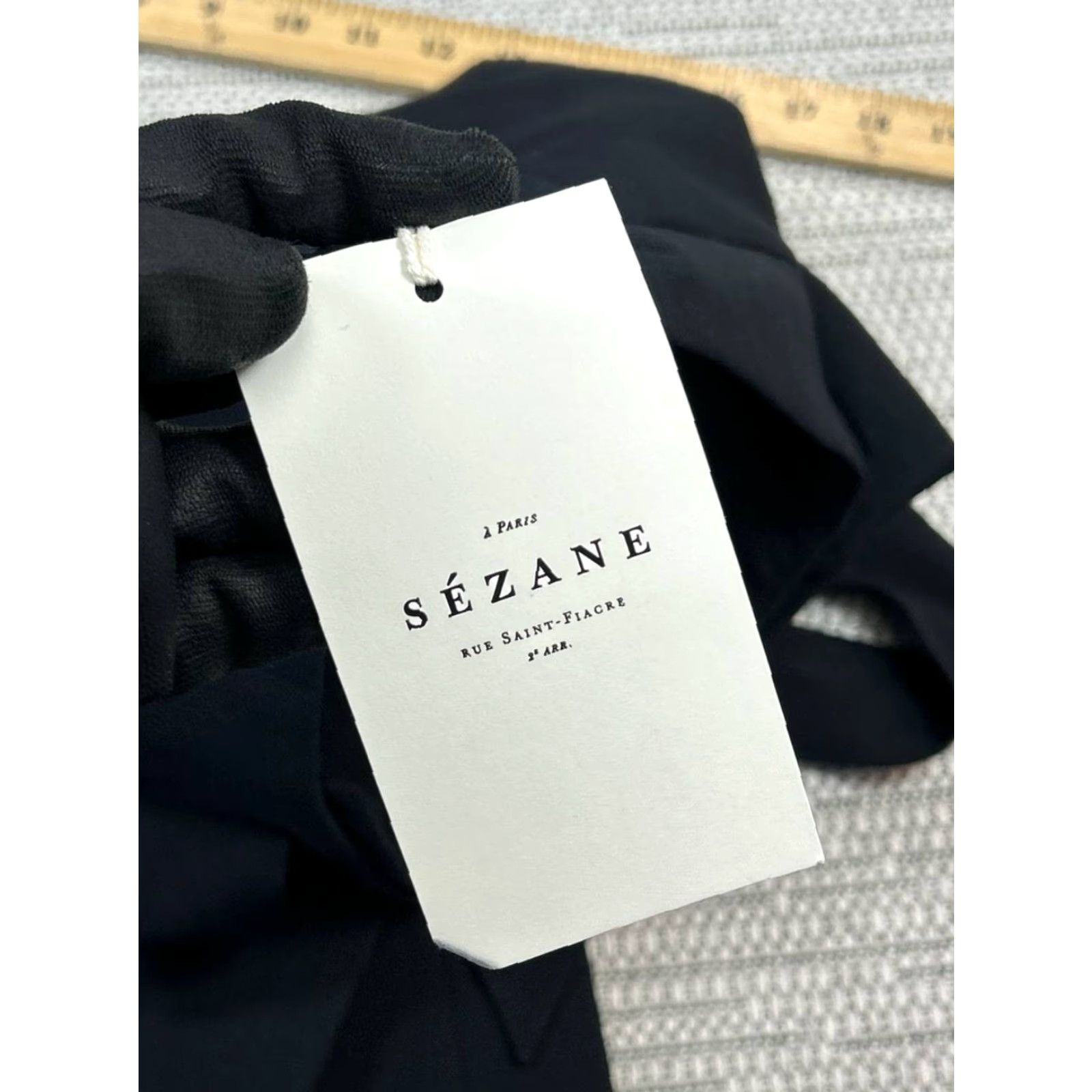 Vintage Sezane Skirt Women 2 Pencil Black Stretch Sezane Jupe Mathilde Overlap Asymmetric Pencil Skirt Size 26" / US 2 / IT 38 - 5 Thumbnail