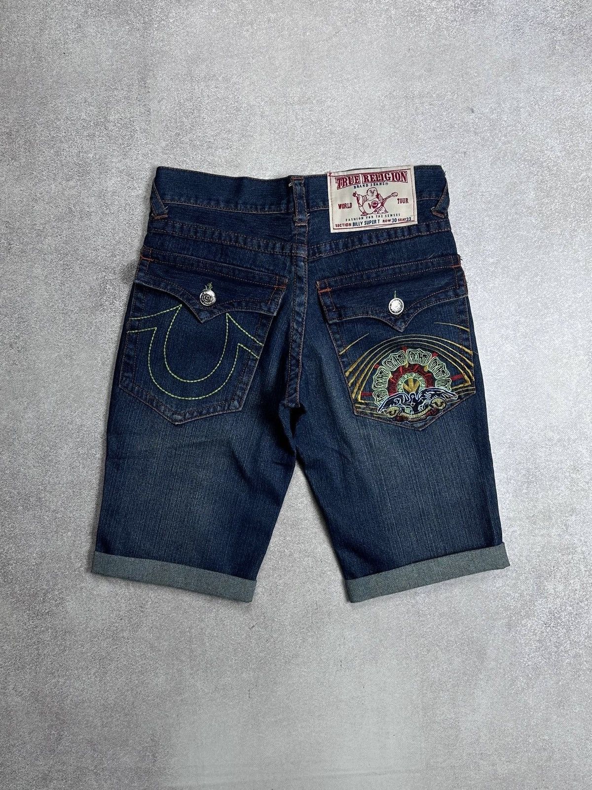 True Religion Vintage NWT True Religion Baggy Denim Embroidery Shorts 30 Size US 30 / EU 46 - 1 Thumbnail