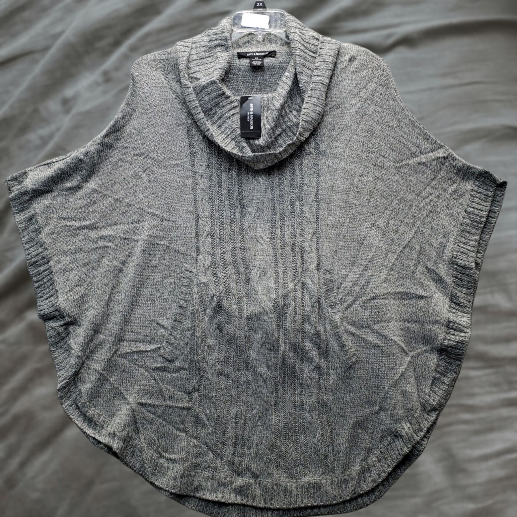Vintage 89th & Madison Womens Size 2X Gray Poncho Sweater Pullover Tight Knit Turtleneck Knitwear Vest Style Sleeveless Shirt Size XXL / US 16-18 / IT 52-54 - 1 Thumbnail