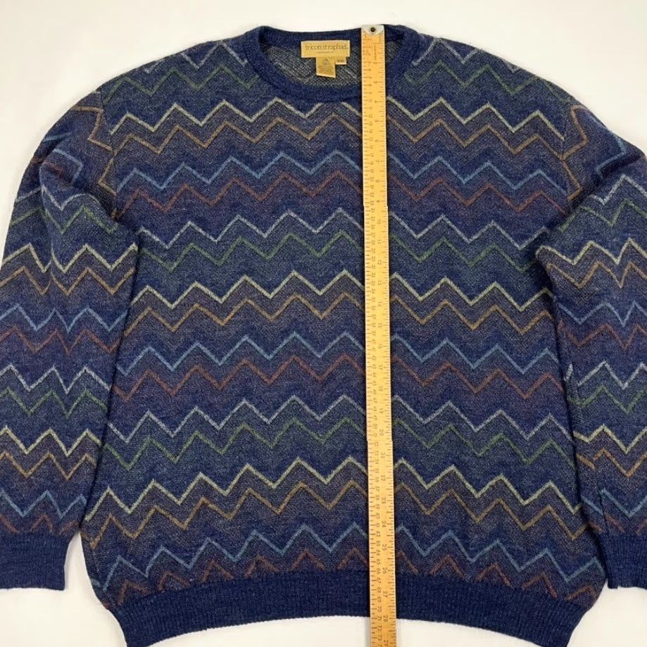 Vintage VINTAGE Tricots St. Raphael Sweater Mens 2XL Blue Merino Wool Zig Zag Cosby Crew Jumper Size US XXL / EU 58 / 5 - 3 Thumbnail