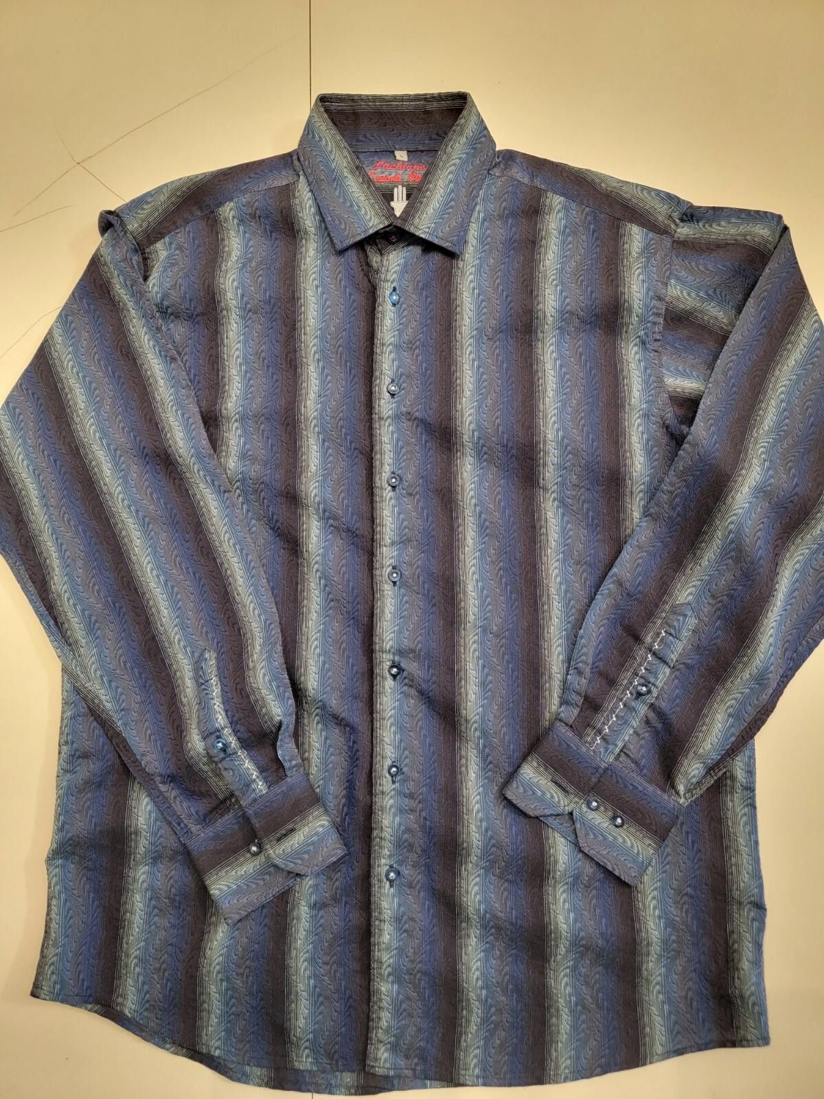 Luchiano Visconti Luchiano Visconti Button Down Shirt Men L Blue Black Size US L / EU 52-54 / 3 - 1 Thumbnail
