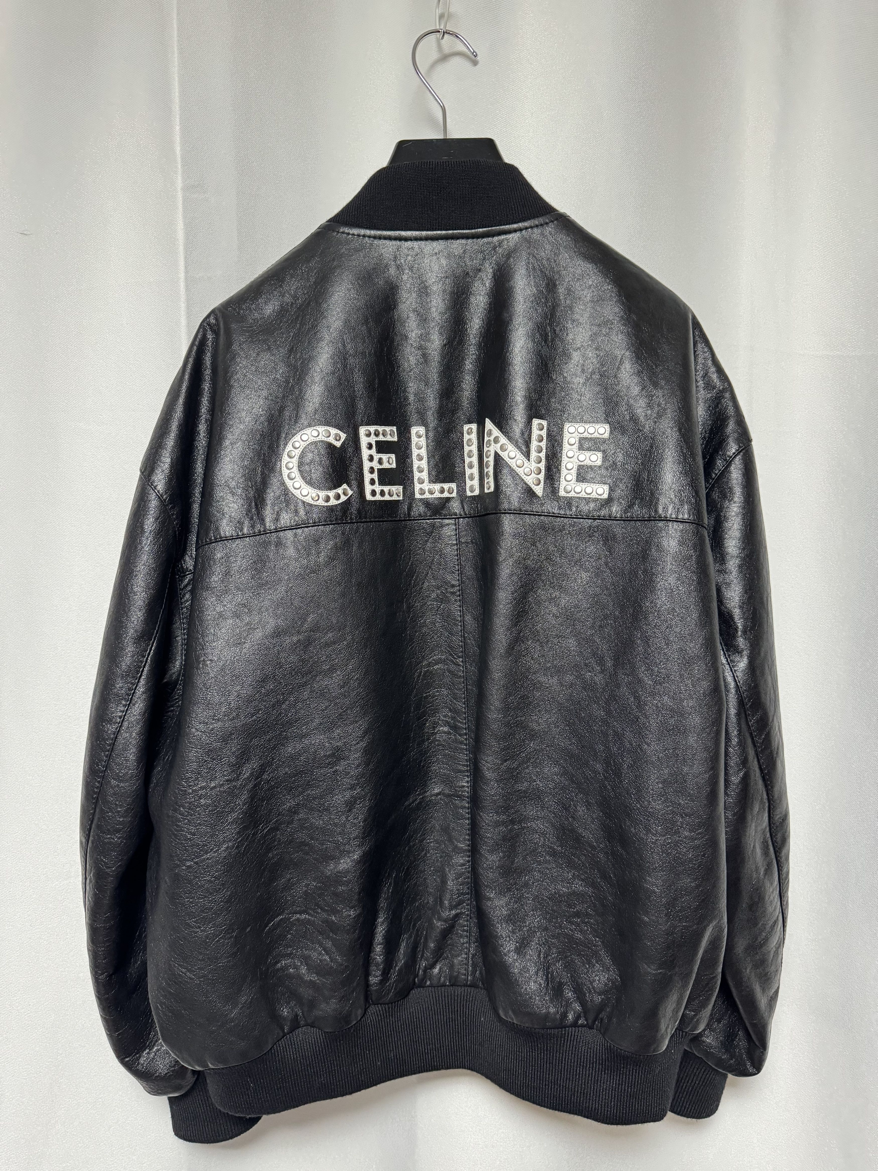 Celine SS22 Studded Logo Leather Bomber Jacket Size US S / EU 44-46 / 1 - 3 Thumbnail