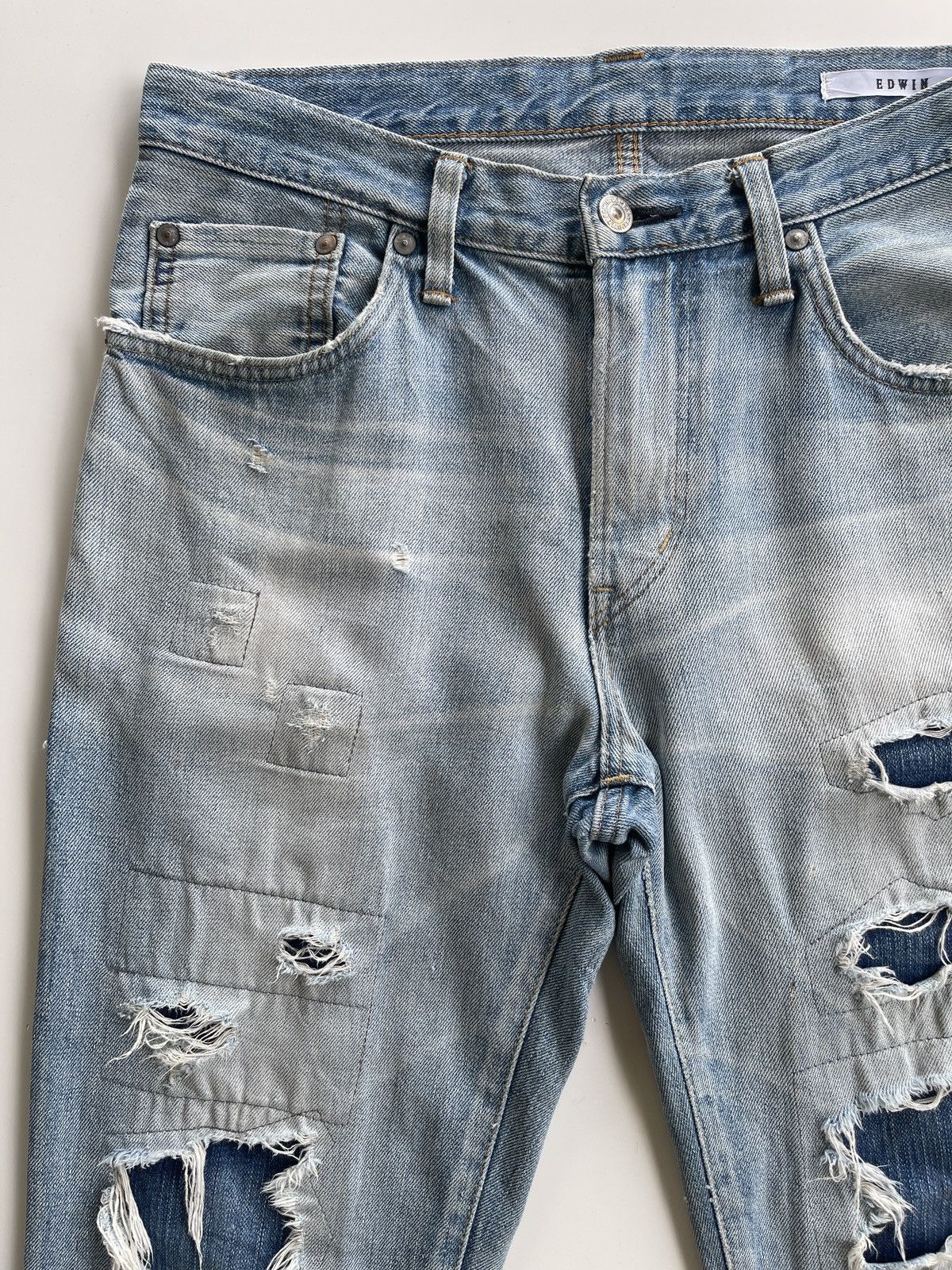 Vintage Vintage Edwin Sashiko Boro Distressed Jeans Size US 32 / EU 48 - 7 Thumbnail