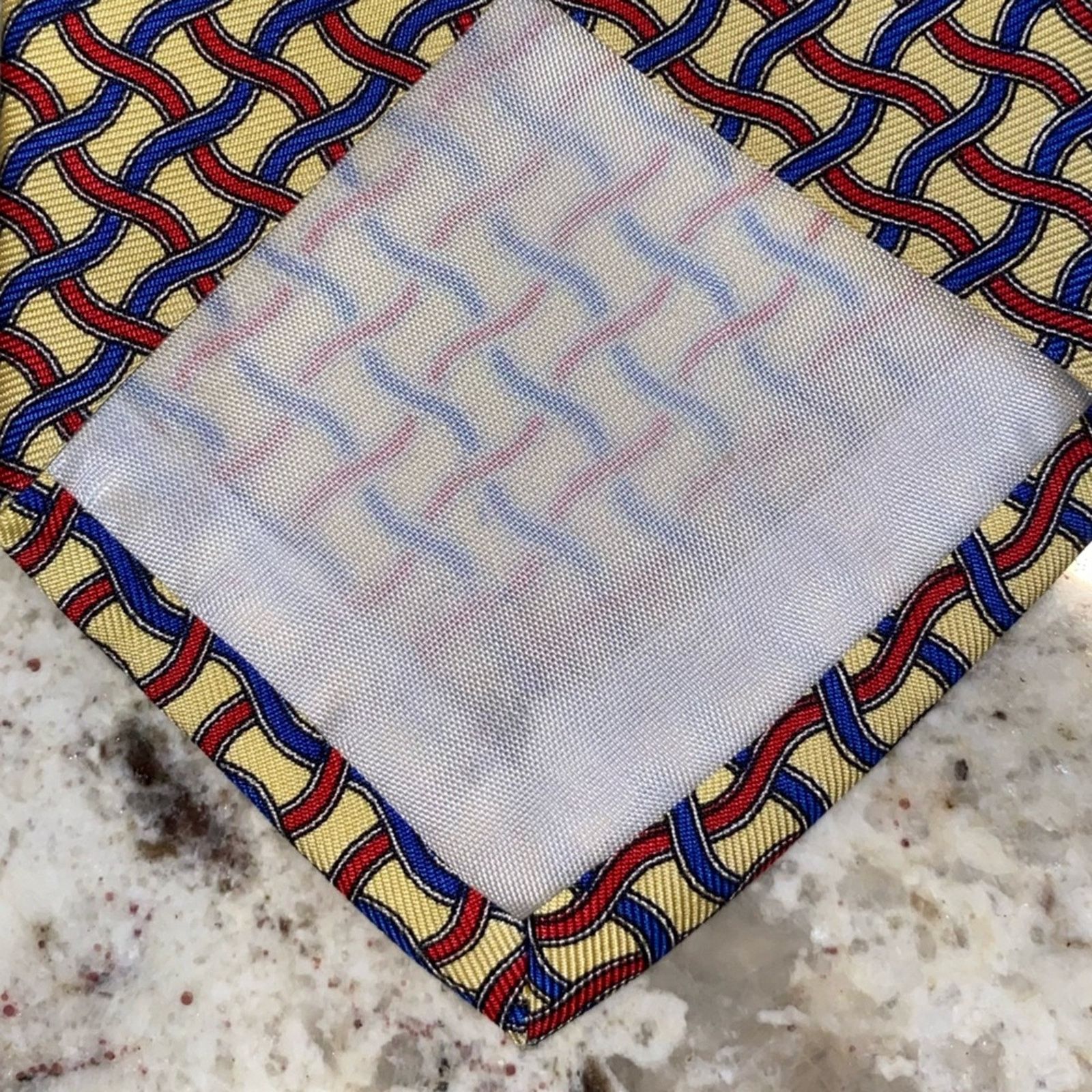 Polo Ralph Lauren POLO Ralph Lauren Yellow Blue Red Basketweave Silk Tie Size ONE SIZE - 8 Thumbnail