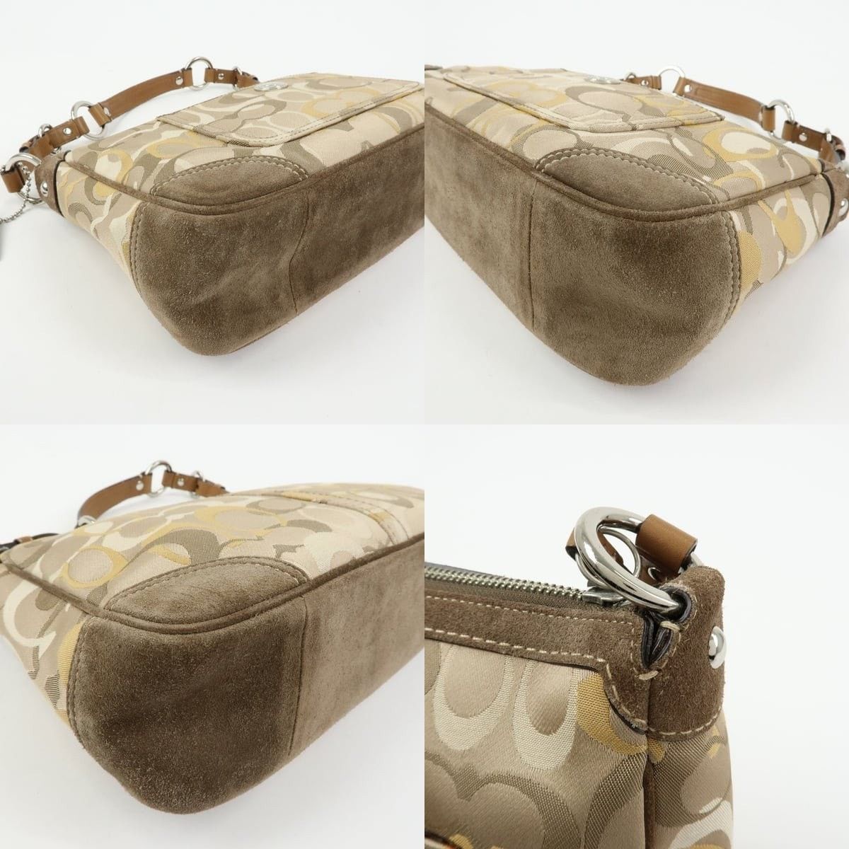 Coach Coach Signature Canvas & Suede Shoulder Bag Beige Size ONE SIZE - 5 Thumbnail