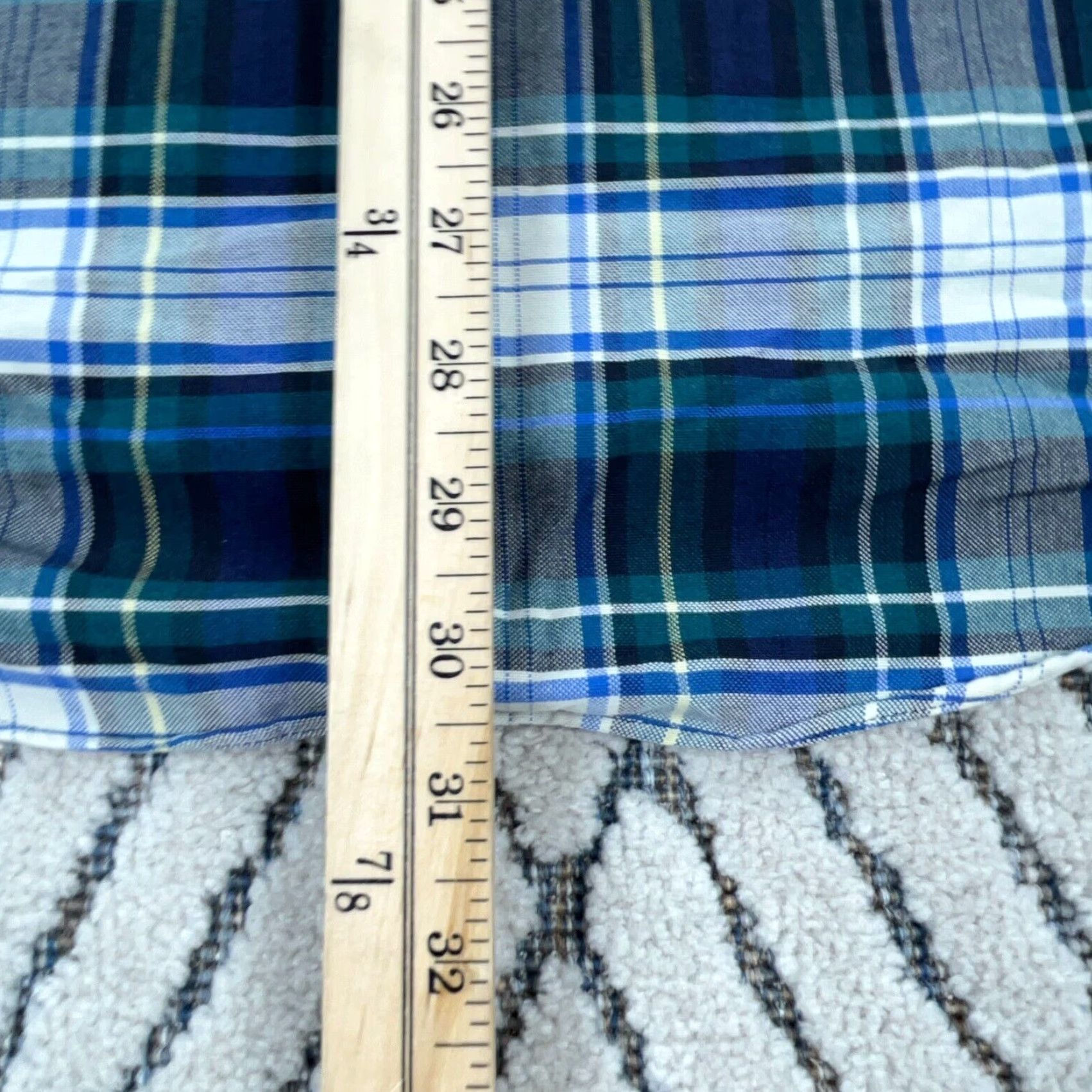 Vintage VINTAGE LL Bean Shirt Men 15.5 35 Large Blue Plaid Button Up Oxford Dress Medium VTG 90s Size 42R - 6 Thumbnail
