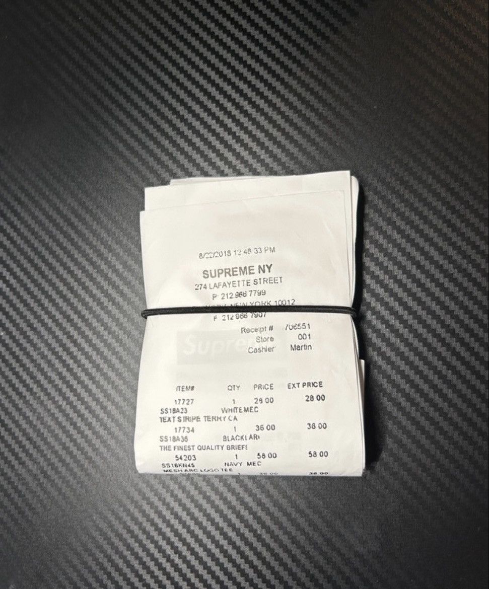 Maison Margiela × Supreme Supreme Maison Margiela Receipt