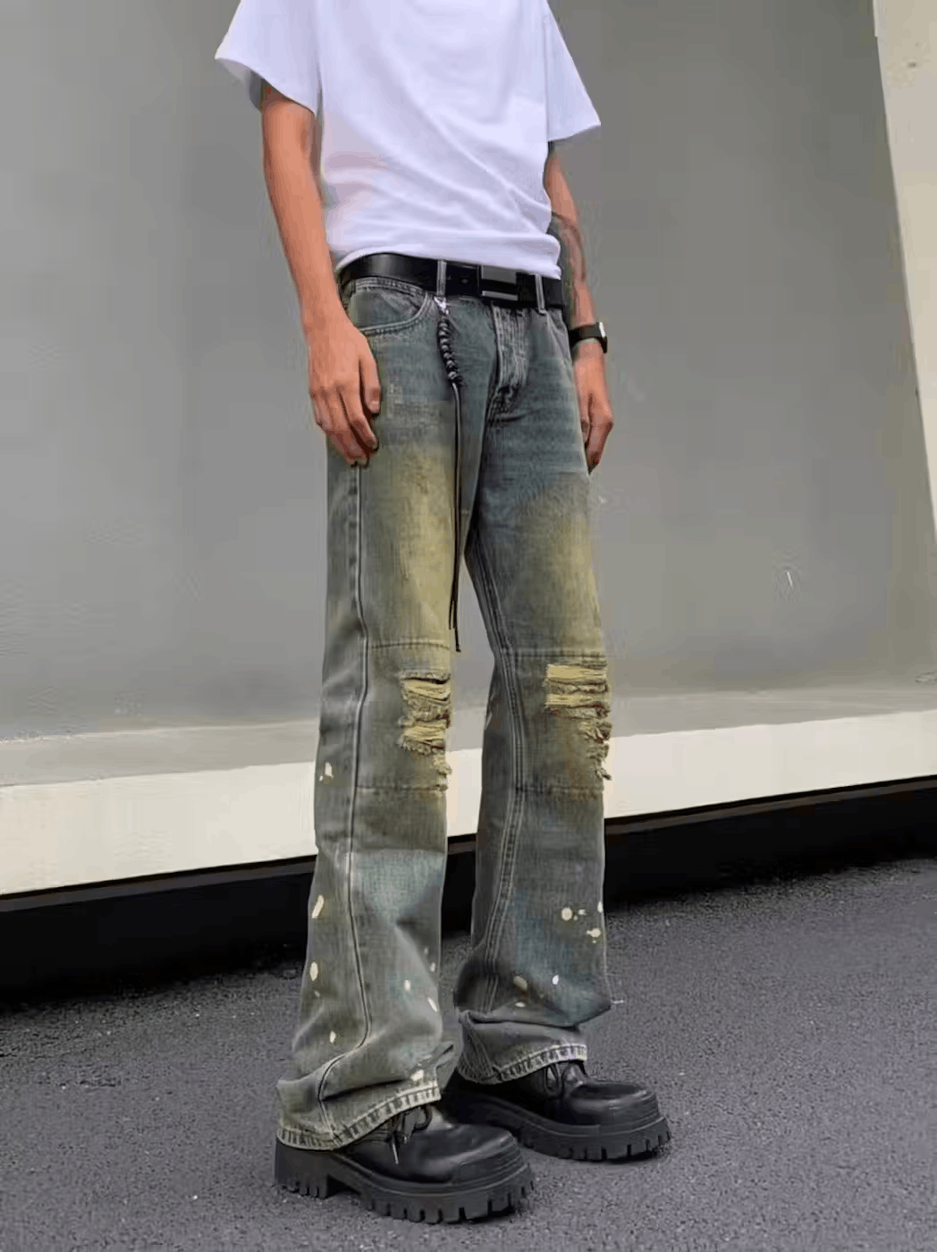Japanese Brand × Jean Washed Vintage Knee Ripped Design Jeans Size US 30 / EU 46 - 5 Thumbnail