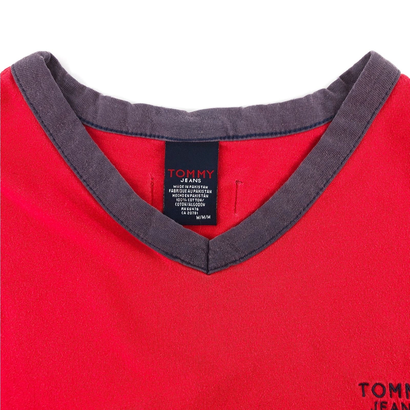 Tommy Hilfiger × Vintage 90s Tommy Hilfiger Tommy Jeans v neck tshirt Size US M / EU 48-50 / 2 - 5 Thumbnail