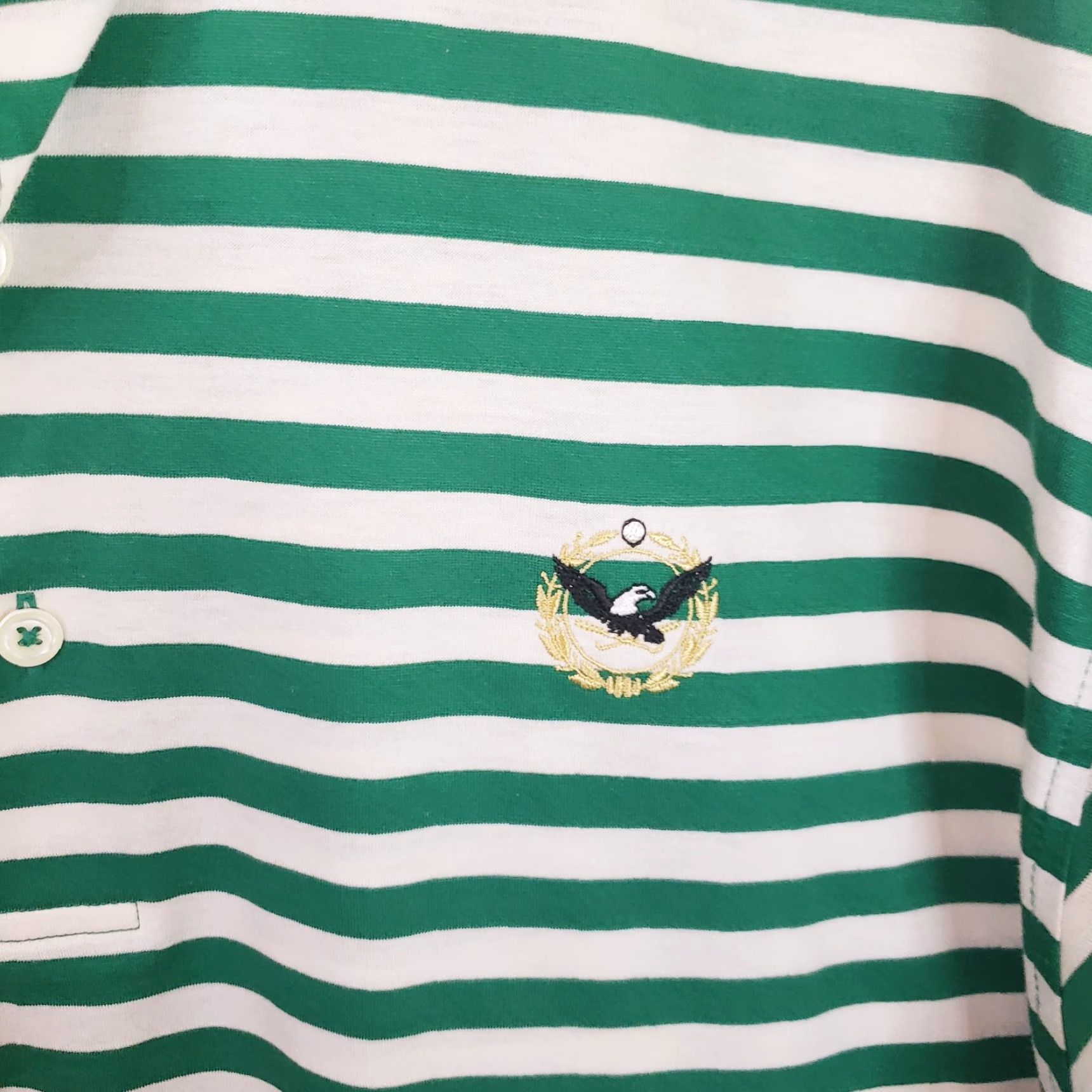 Vintage Martin Polo Shirt Men's L Green White Short Sleeve Pima Cotton Striped Golf Polo Mar tin Size US L / EU 52-54 / 3 - 5 Thumbnail