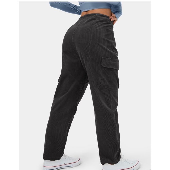 NWT Halara wide leg pants pockets belt loop ribbed size Large L 