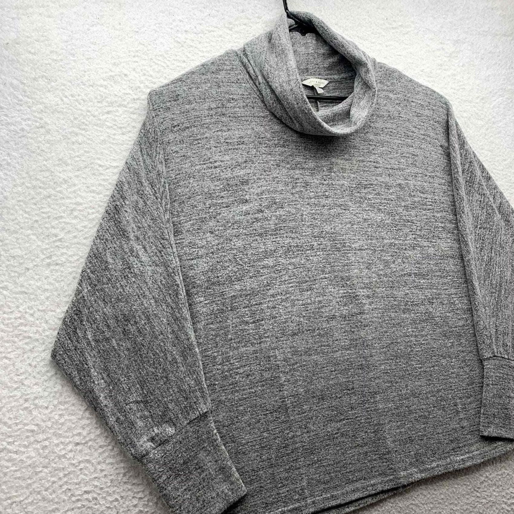 Lucky Brand Lucky Brand Sweater Womens Large Heather Gray Relaxed Mock Neck Soft Thin Preppy Size L / US 10 / IT 46 - 3 Thumbnail