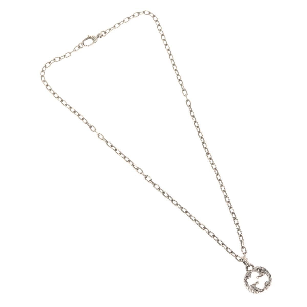Gucci Gucci Engraved Interlocking G Chain Link Pendant Necklace Sterling Silver Size ONE SIZE - 1 Thumbnail
