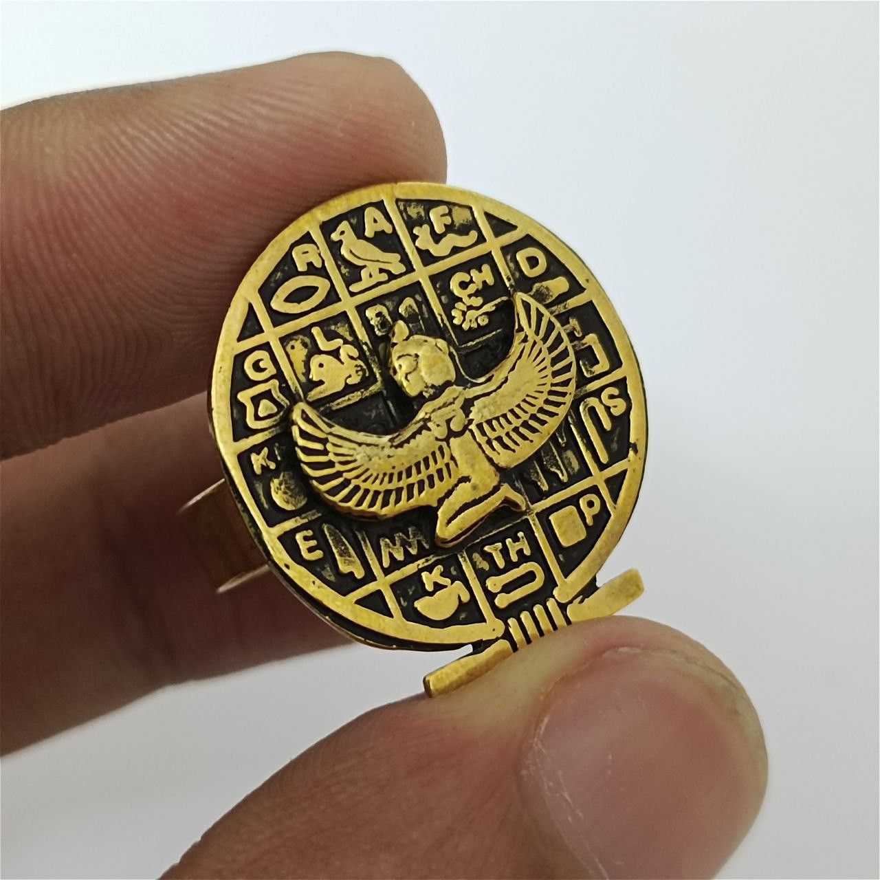 Handmade Ancient Egyptian ring, copper hieroglyphs, Pharaonic style Size ONE SIZE - 3 Thumbnail