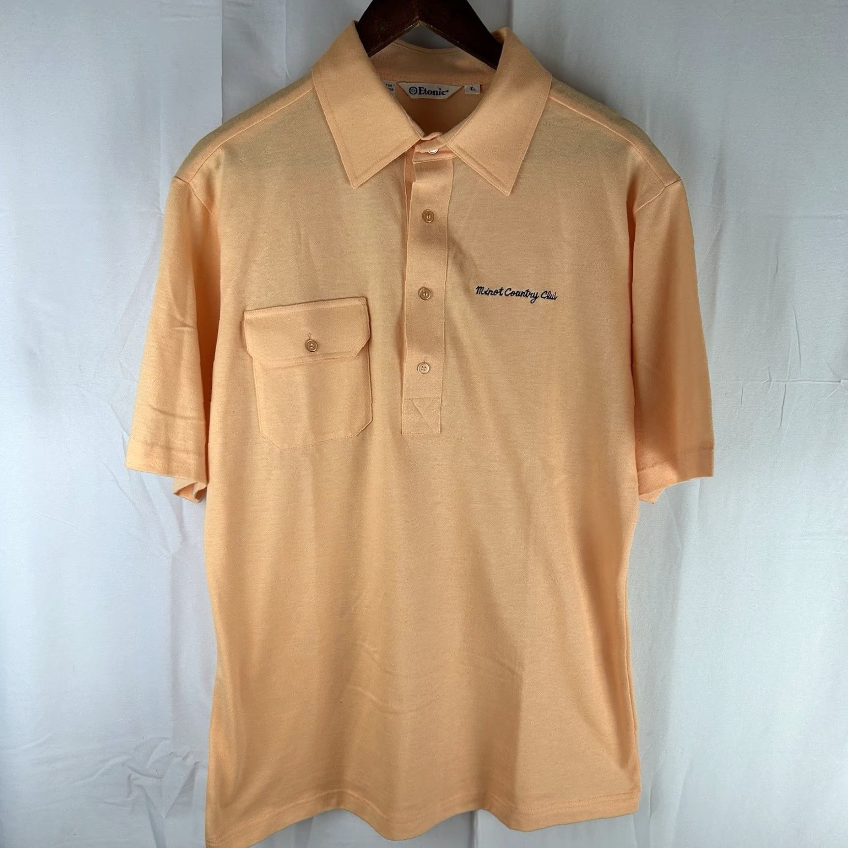 Vintage VTG Entonic Golf Polo Mens Large Orange Peach Minot Country Club 70s 80s Size US L / EU 52-54 / 3 - 2 Thumbnail