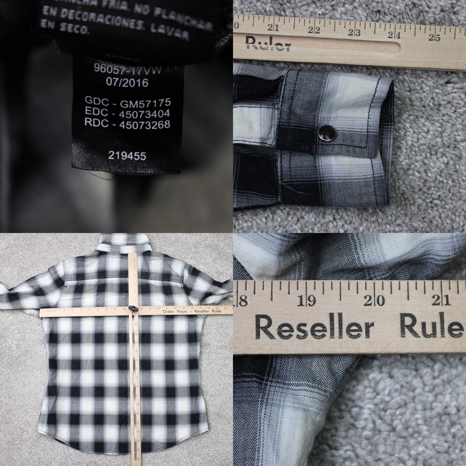 Harley Davidson Harley-Davidson Shirt Women Small Gray/Black Plaid Pearl Snap Long Sleeve Cotton Size S / US 4 / IT 40 - 8 Thumbnail