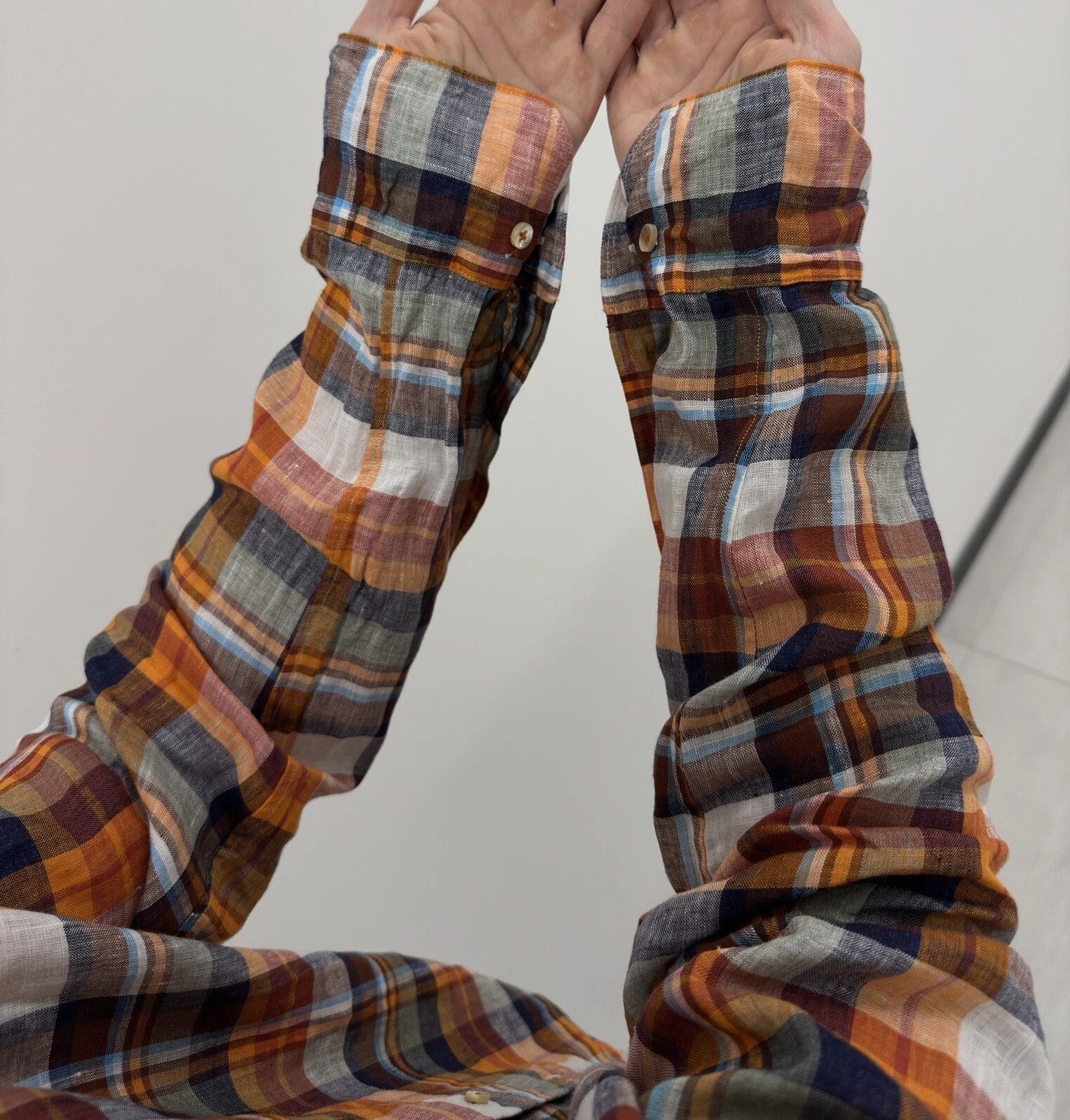Strenstroms Stenströms Stenstroms Linen Plaid Checked Shirt Mens Buttons Size US L / EU 52-54 / 3 - 8 Thumbnail
