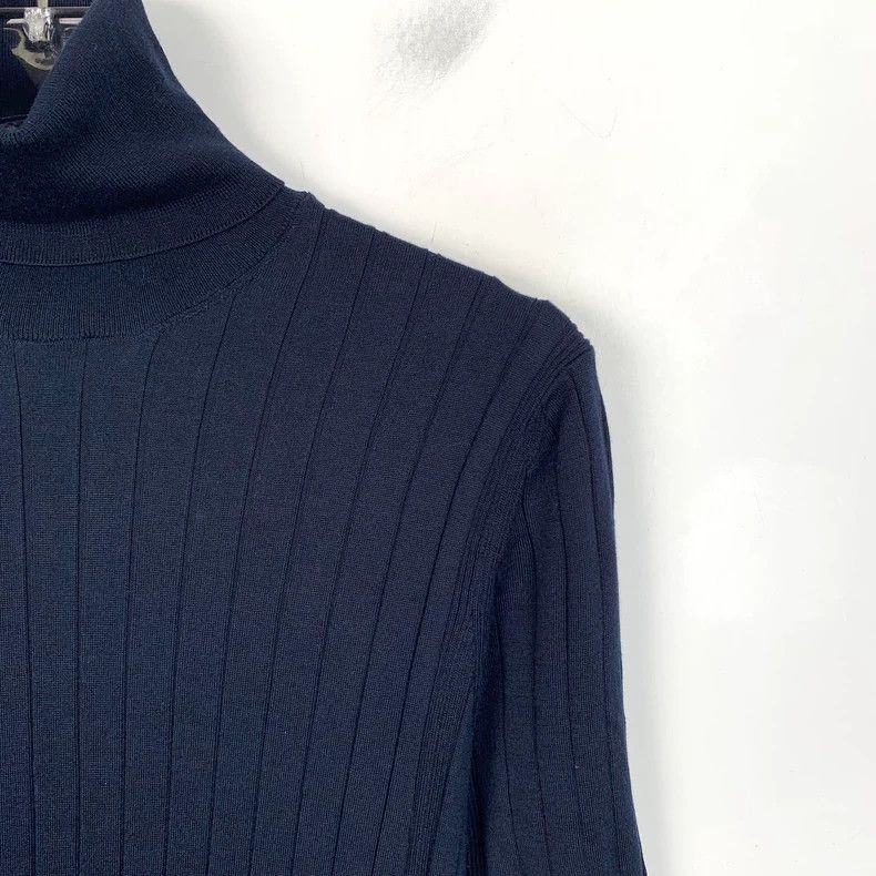Loro Piana Loro Piana Dark blue high-neck knitted short-sleeved dress Size S / US 4 / IT 40 - 3 Thumbnail