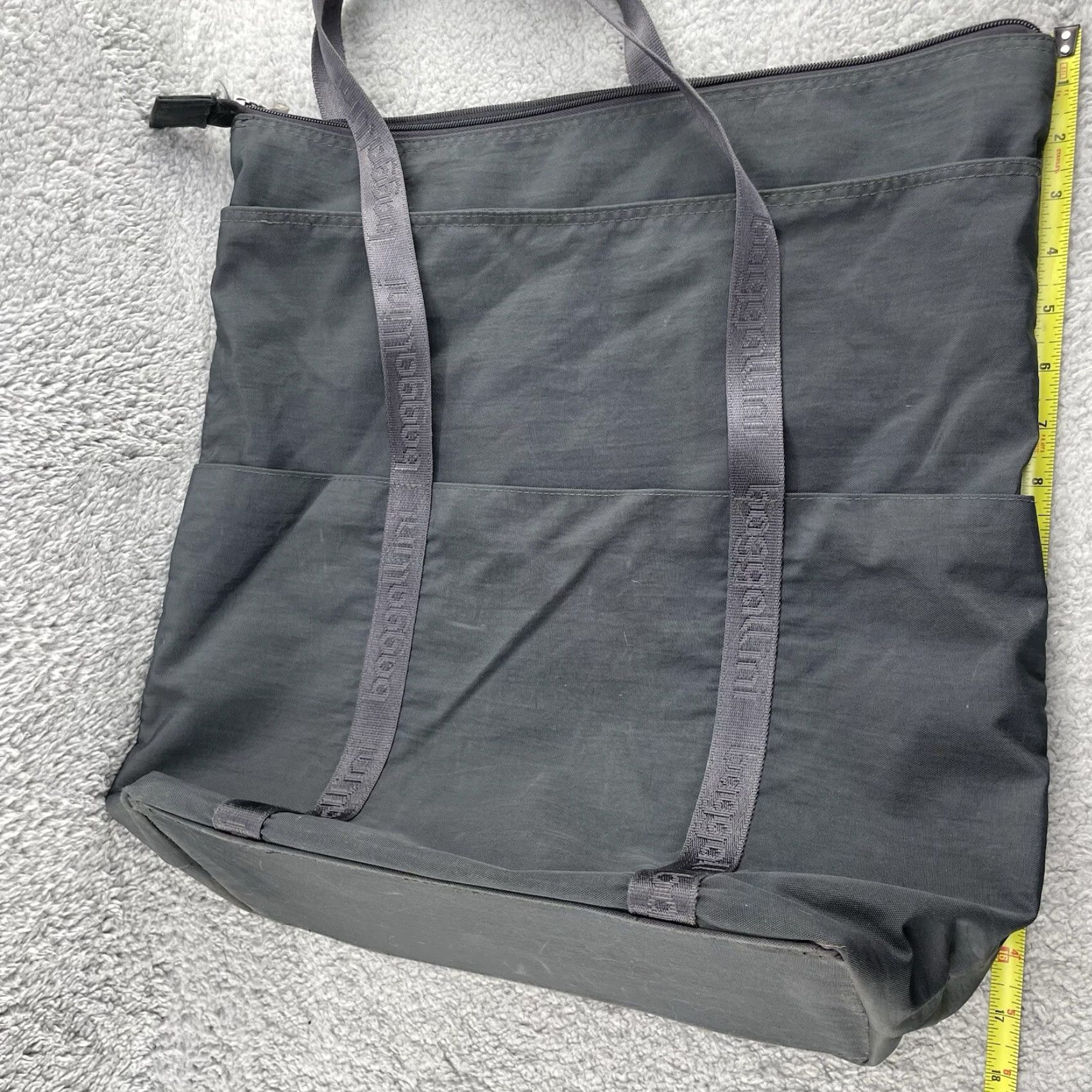 Vintage Baggallini Tote Book Bag Womens XL Gray Canvas Multi Pocket Travel 90s Classic Chic Everyday Tote Womens XL Gray Canvas Multi Pocket Travel Size ONE SIZE - 5 Thumbnail