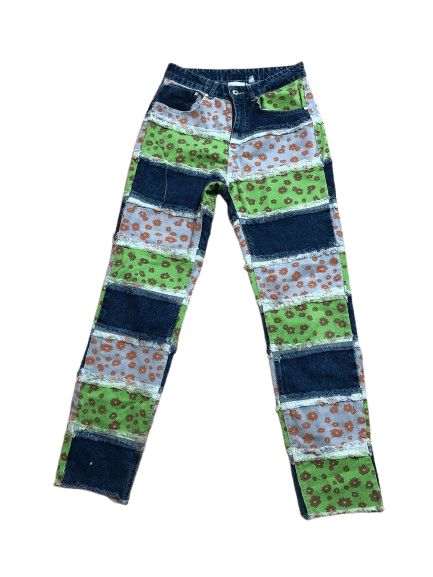 The Ragged Priest The Ragged Priest Y2K Flower Print Denim Jeans Size 28 Size 28" / US 6 / IT 42 - 1 Thumbnail