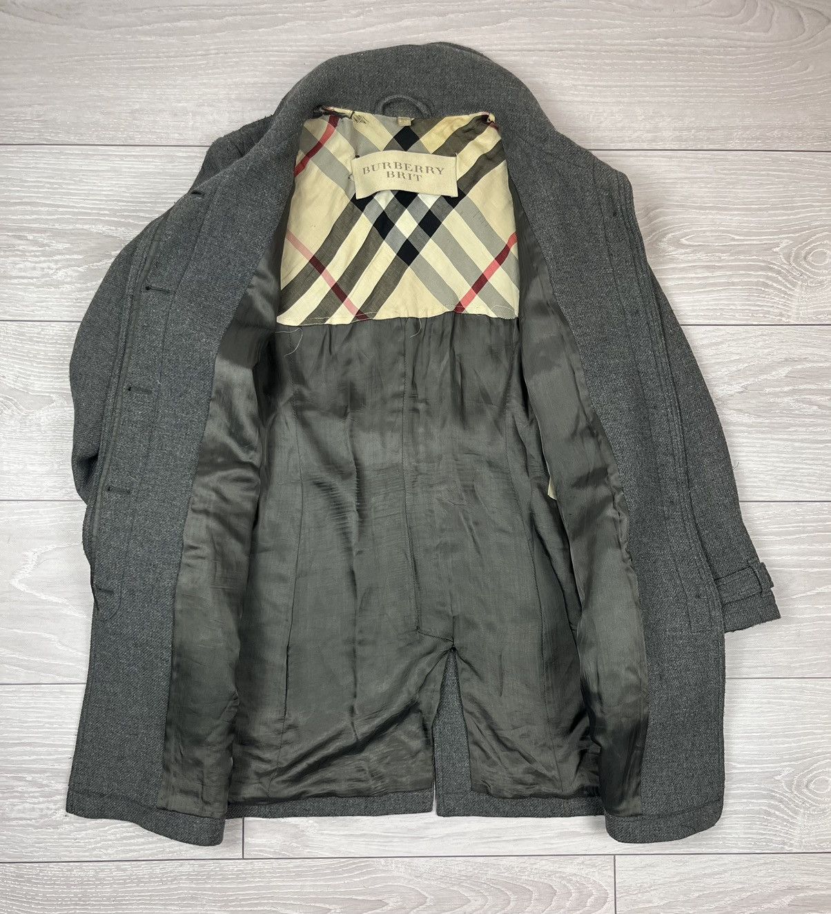 Burberry Burberry Brit Luxury Grey Wool Belted Coat Jacket Size XL / US 12-14 / IT 48-50 - 4 Thumbnail