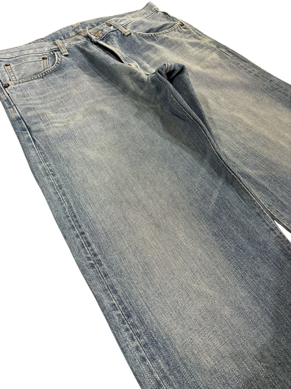 Edwin × Japanese Brand × Self Edge 90s Vtg Edwin 505z Selvedge Orange Tag Faded Jeans Size US 33 - 4 Thumbnail