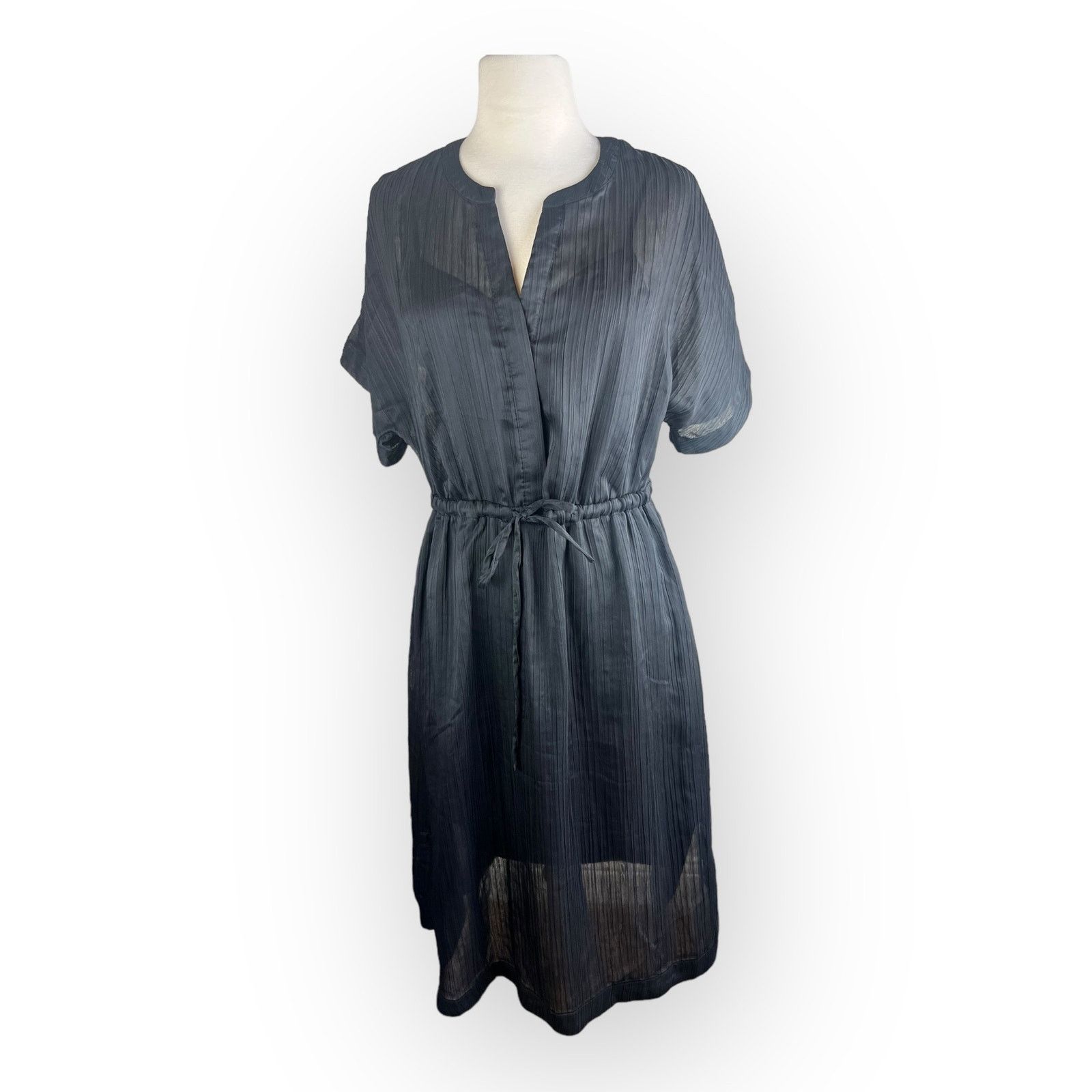 Mossimo Mossimo Vintage Black Midi Dress - A-Line Sheer Overlay Size M / US 6-8 / IT 42-44 - 5 Thumbnail