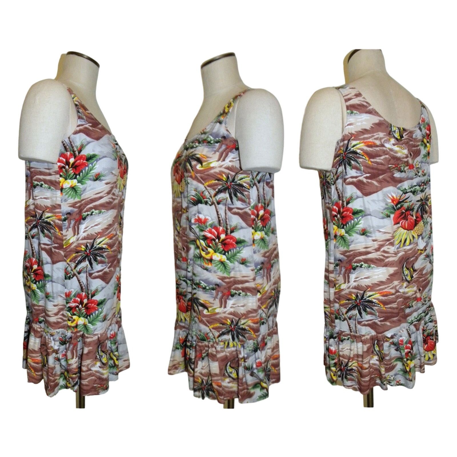 Vintage 90s Hawaiian Print Rayon Sundress | Shift | Fits XS Size XS / US 0-2 / IT 36-38 - 3 Thumbnail