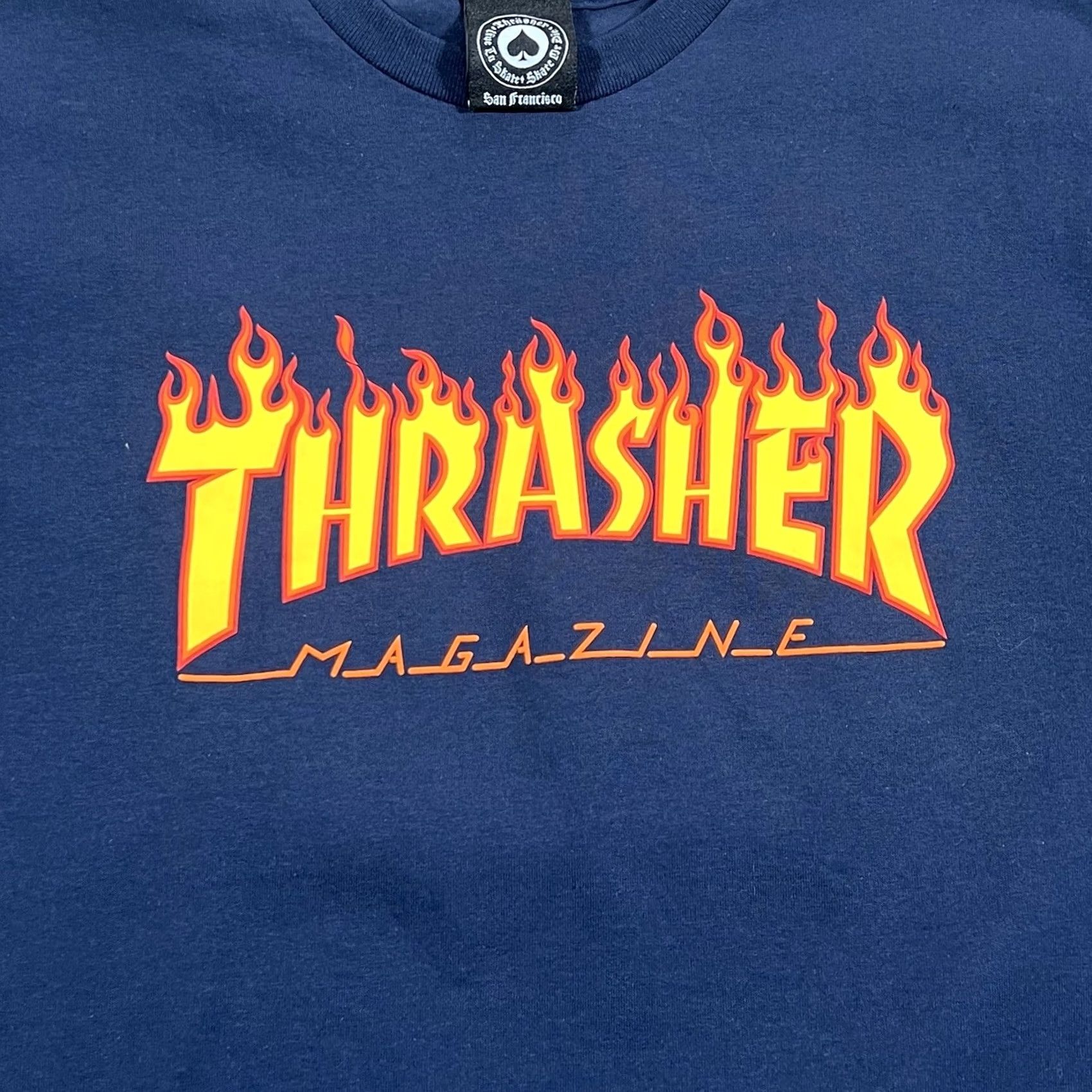 Thrasher Thrasher T-Shirt Navy Blue Flame Logo Mens M Blue Y2K Skateboard Logo Shirt Mens Size US M / EU 48-50 / 2 - 2 Thumbnail