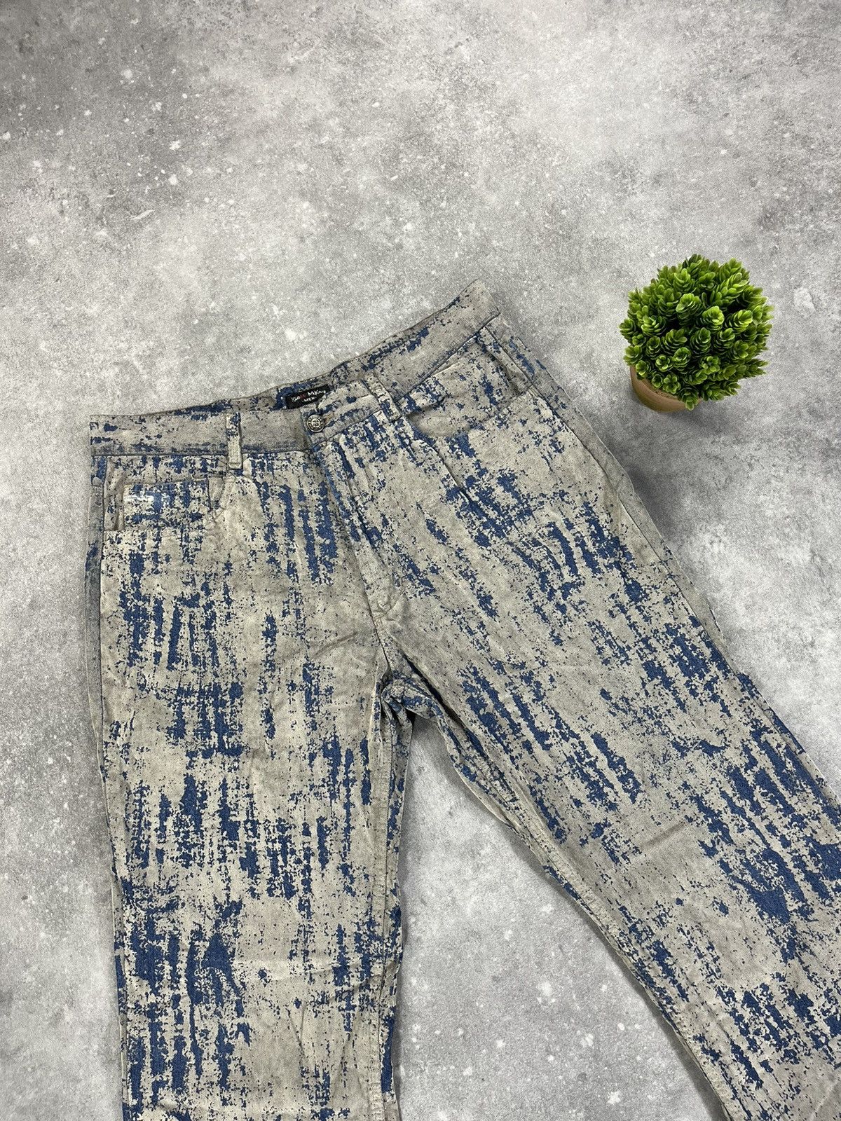 Vintage Rare Painted Distressed Flared Pants Archive Alternative 00s Size US 32 / EU 48 - 4 Thumbnail