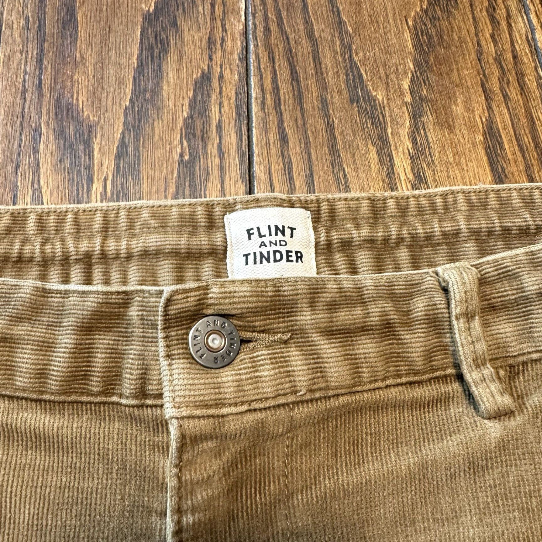 Flint And Tinder Flint And Tinder Pants Mens 34x30 Brown Corduroy Slim Straight Casual Elastic Size US 33 - 3 Thumbnail