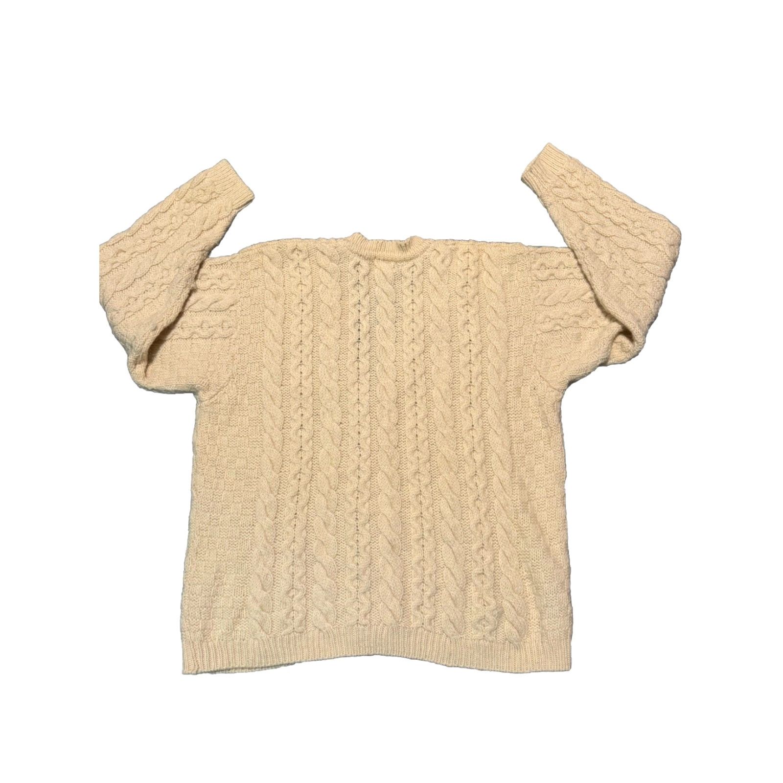 Vintage VINTAGE L.L. Bean Cardigan Wool Ivory Ireland Large L Fisherman Mens Sweater Chunky Knit Cable-V-Neck Size US L / EU 52-54 / 3 - 2 Thumbnail