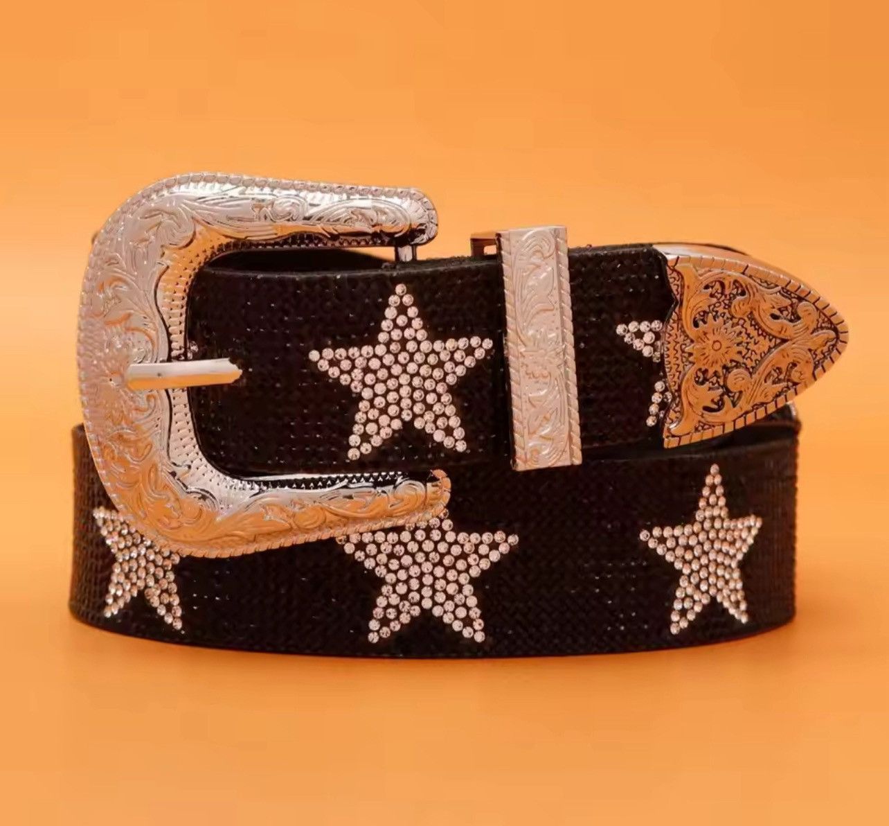 Japanese Brand × Leather Shiny Rhinestone Star Pu Leather Belt Size ONE SIZE - 1 Thumbnail