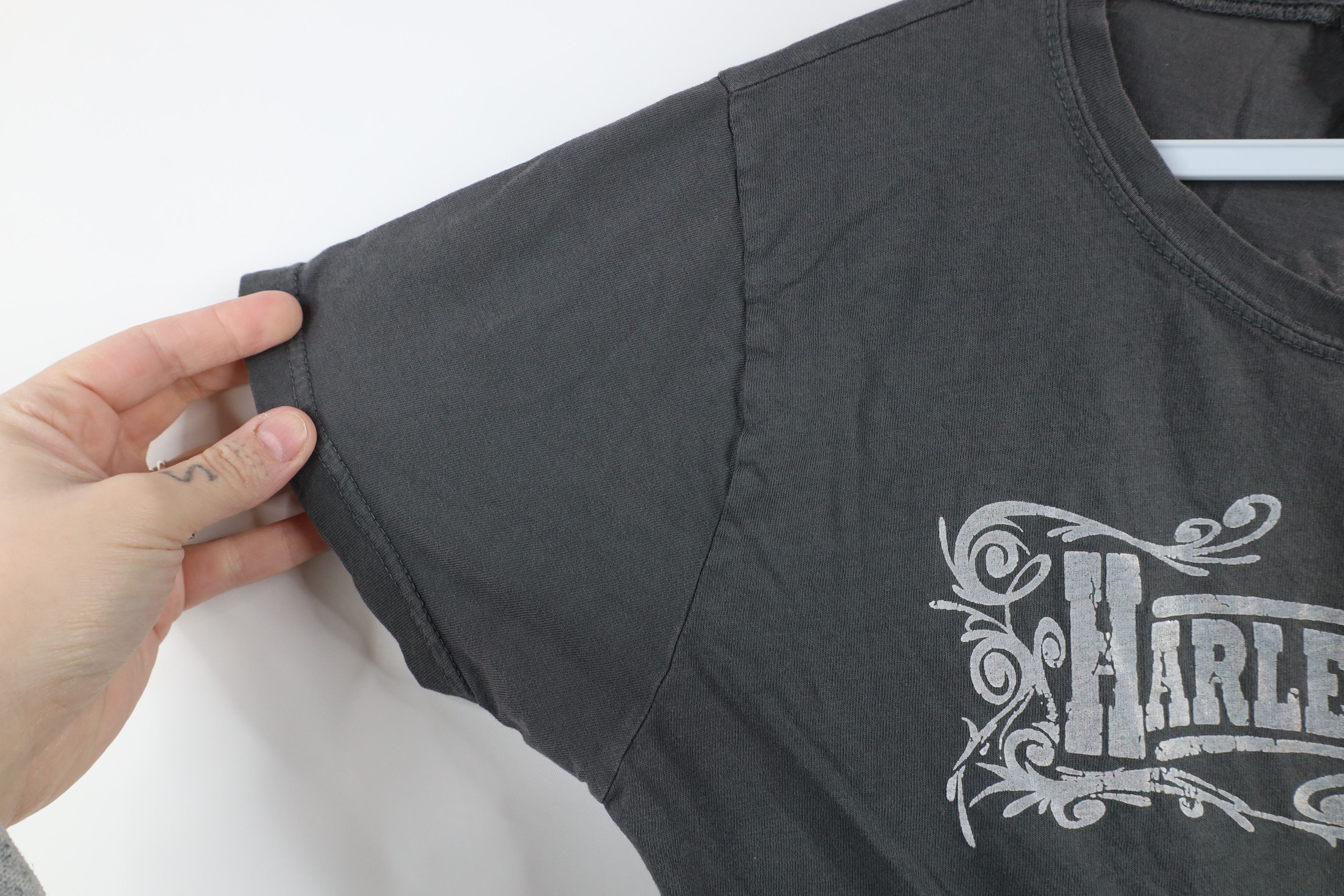 Harley Davidson × Vintage Vintage Y2K Harley Davidson Spell Tribal T-Shirt Gray Cotton Size L / US 10 / IT 46 - 5 Thumbnail