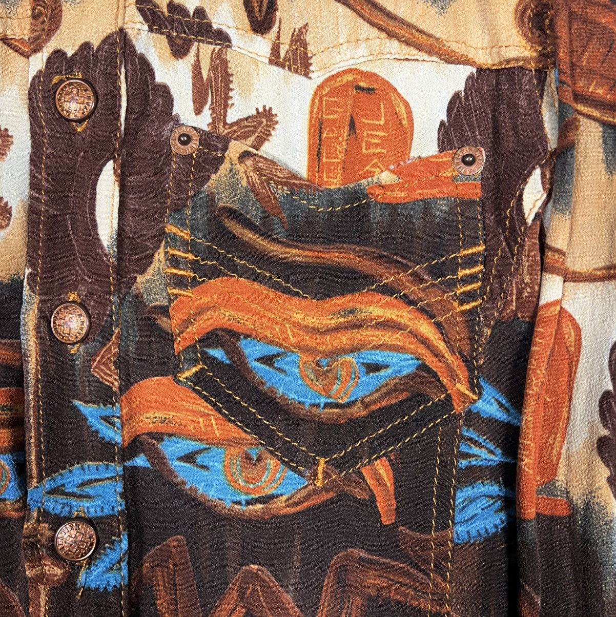Jean Paul Gaultier |[ SS97 Jean Paul Gaultier Egyptian Print Button Up Shirt ]| Size US S / EU 44-46 / 1 - 6 Thumbnail