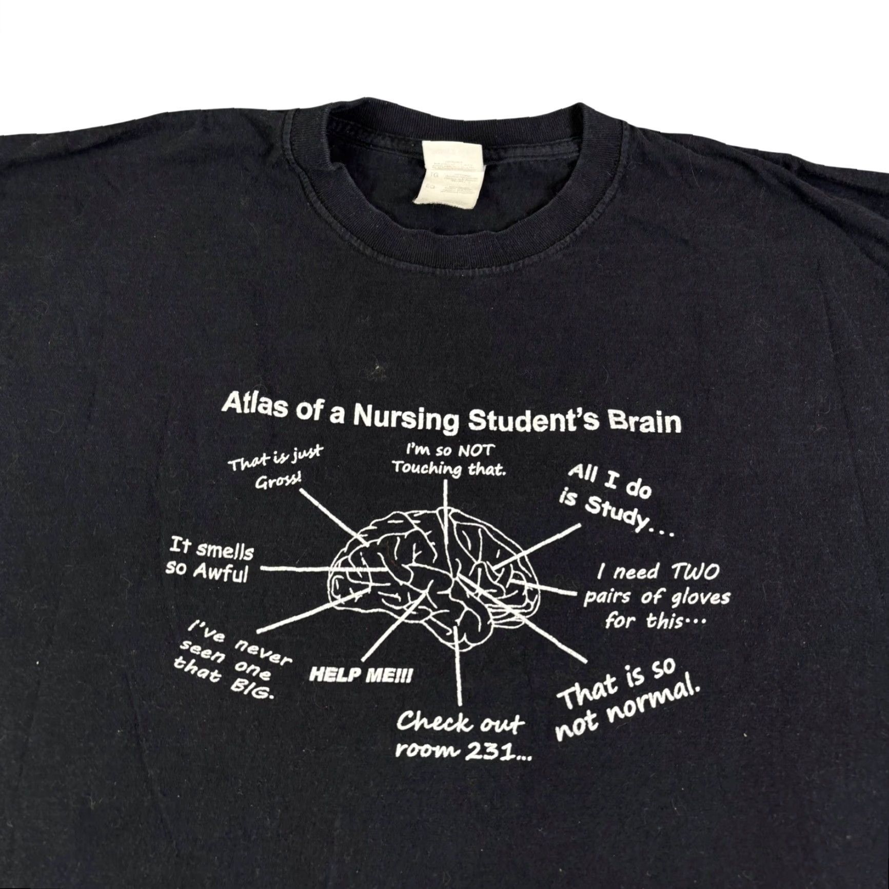 Fruit Of The Loom Fruit of the Loom Nursing Student Brain Graphic T-Shirt Black XL Mens Crew Neck Short Sleeve Funny Nurse Quotes Geek Size US XL / EU 56 / 4 - 2 Thumbnail