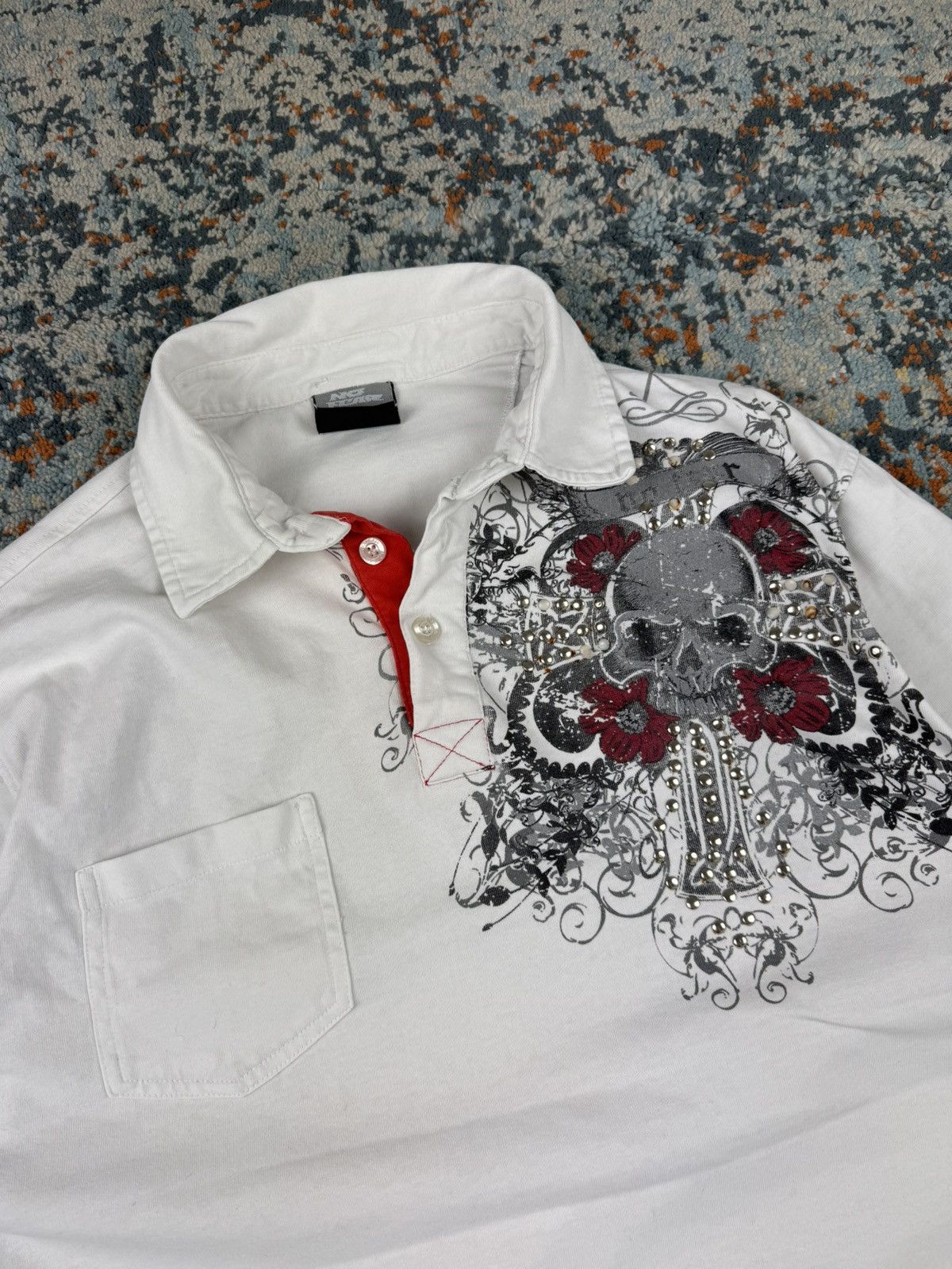 No Fear Vintage Y2K No Fear studded skull jesse pinkman style polo Size US L / EU 52-54 / 3 - 7 Thumbnail