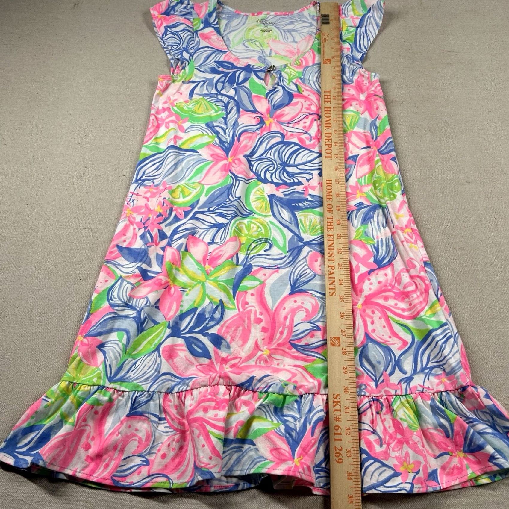 Lilly Pulitzer Lilly Pulitzer Womens XS Rejina Floral Mini Cotton Dress Beachy Tropical Keyhole Size XS / US 0-2 / IT 36-38 - 7 Thumbnail