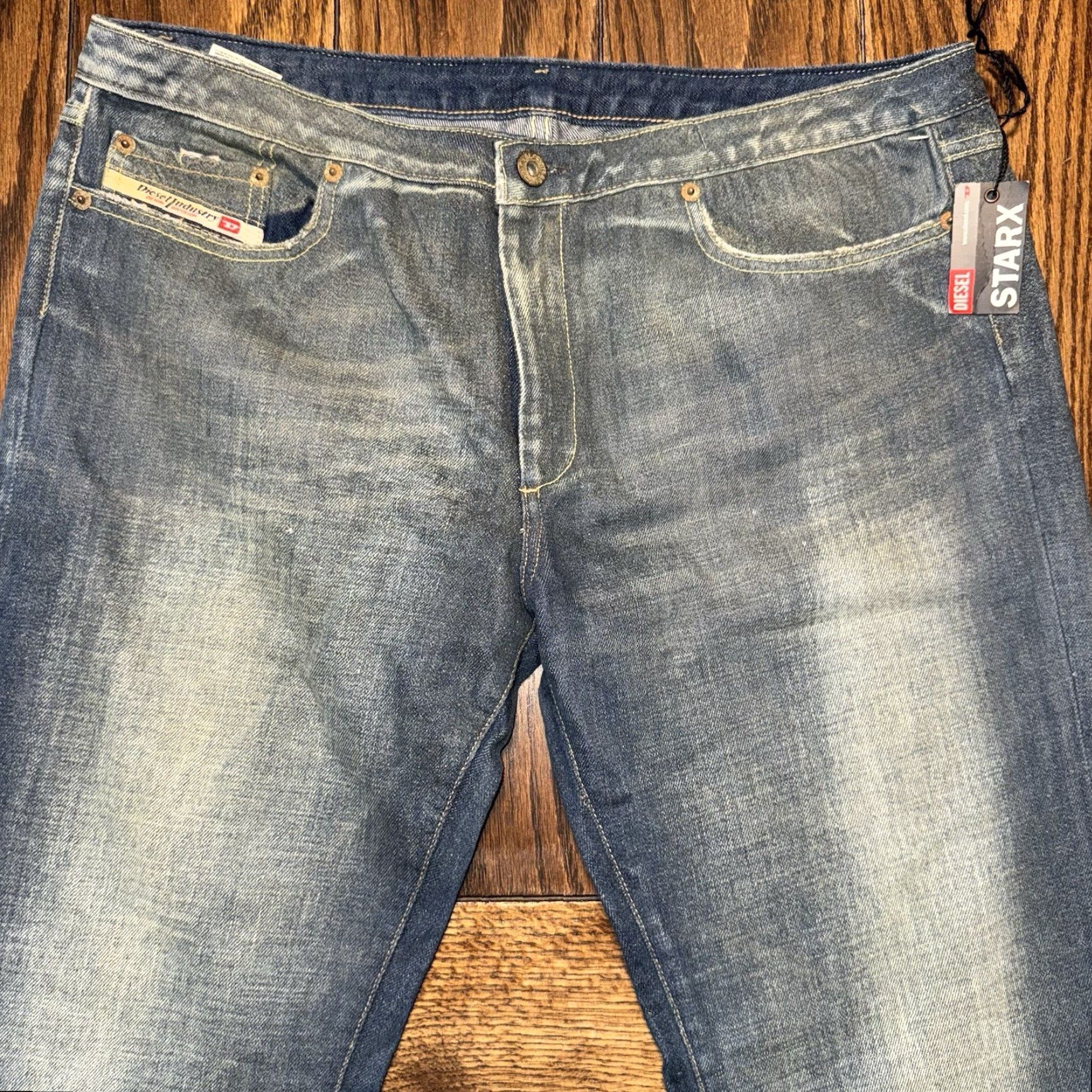 Diesel DIESEL Starx Jeans Men’s Medium Wash Regular Straight Leg 36x32 Blue Button Fly Mens Size US 34 / EU 50 - 3 Thumbnail