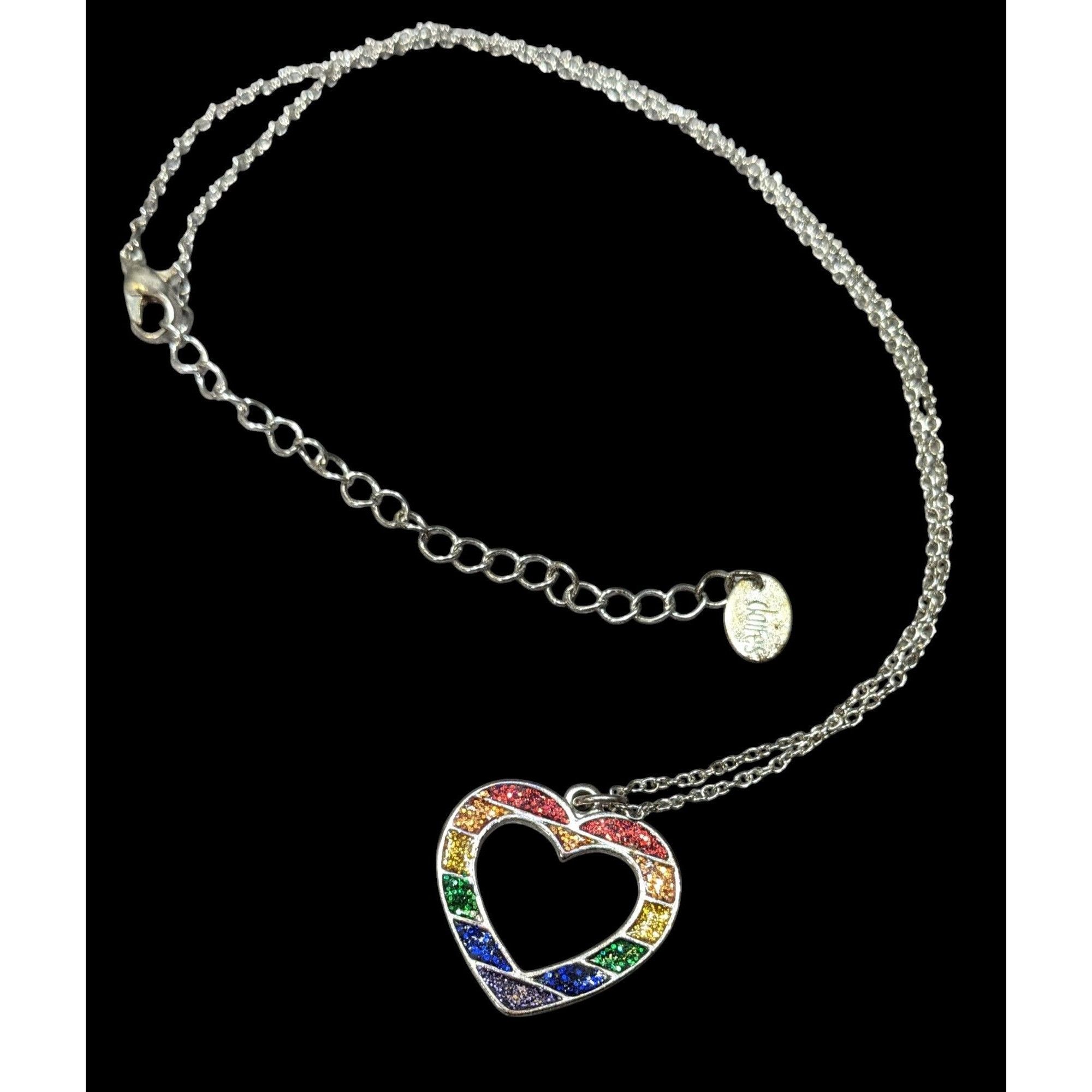 Other Claires Y2K Rainbow Glitter Open Heart Necklace Size ONE SIZE - 1 Thumbnail
