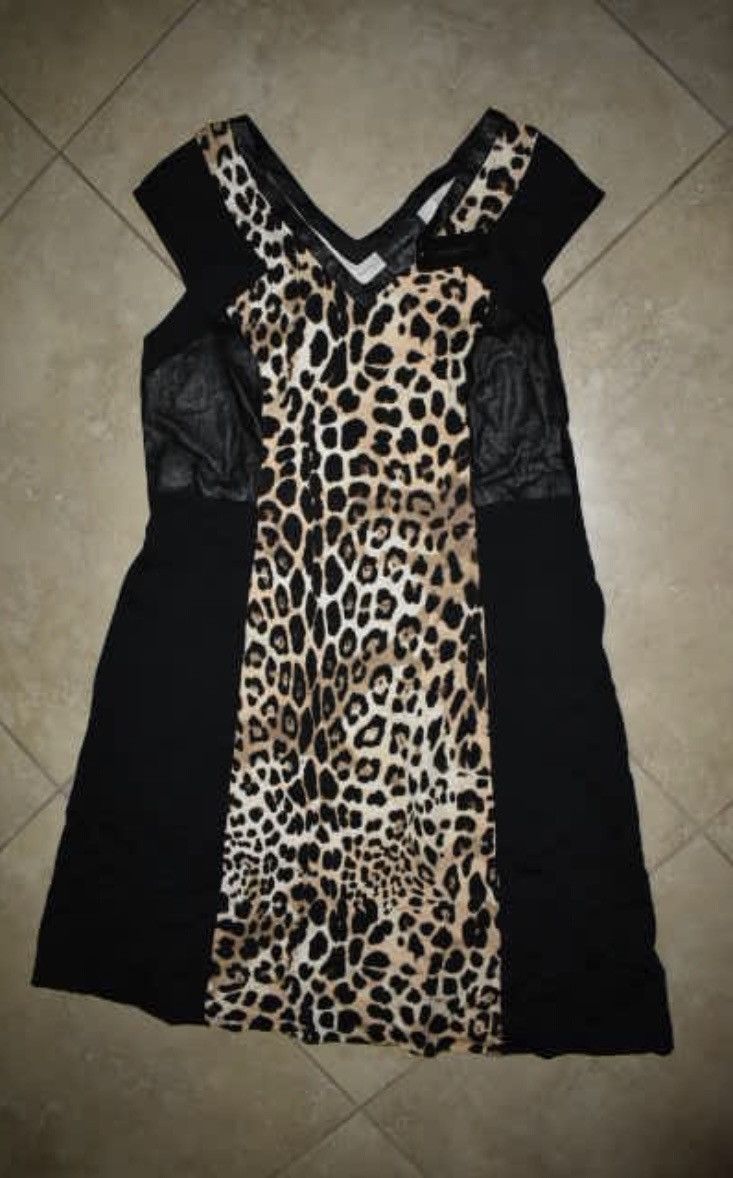Other NWT Lane Bryant Cheetah Print Pleather Sleeveless Dress Size L / US 10 / IT 46 - 1 Thumbnail
