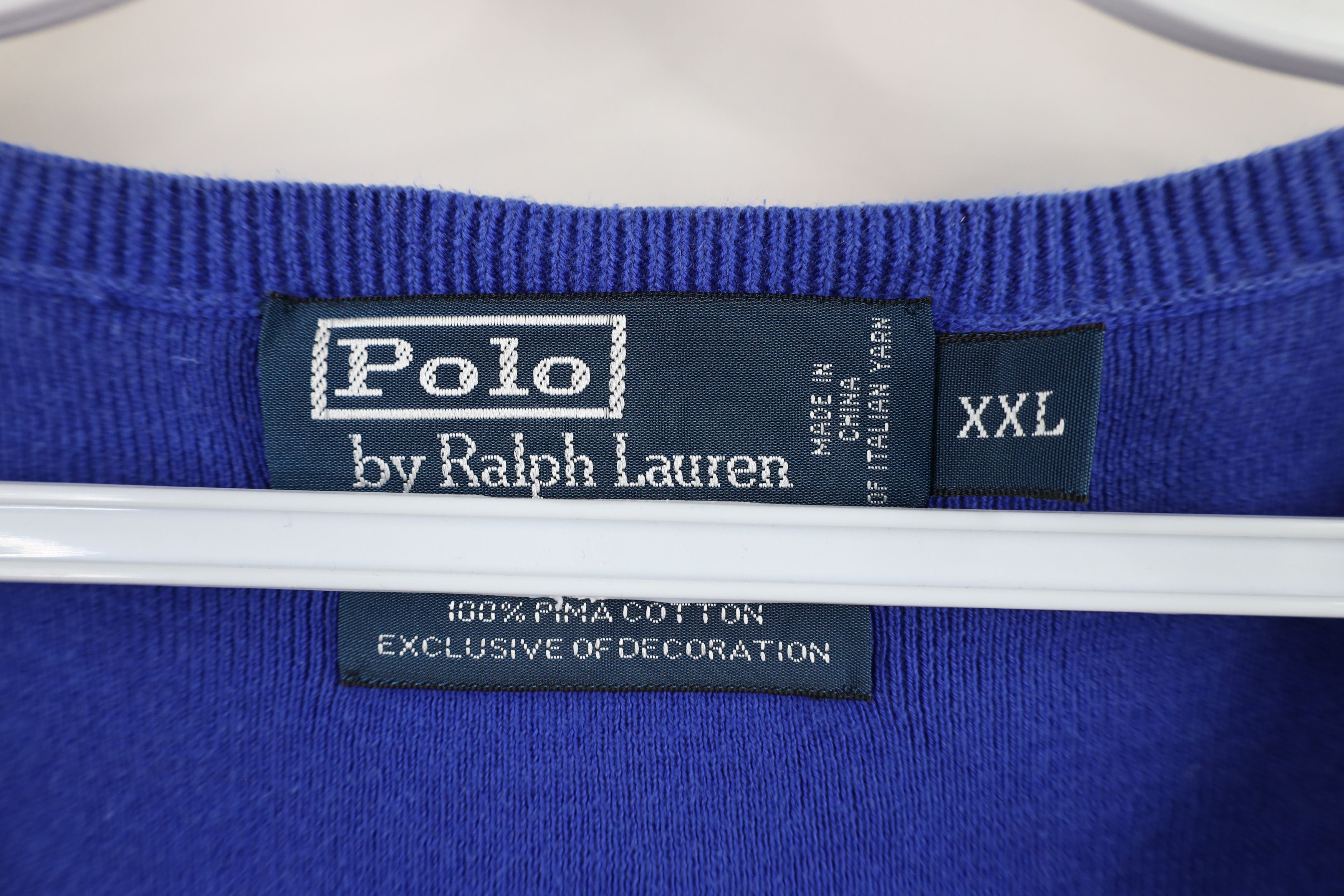 Polo Ralph Lauren Vintage 90s Ralph Lauren Pima Cotton Knit Sweater Vest Blue Size US XXL / EU 58 / 5 - 5 Thumbnail