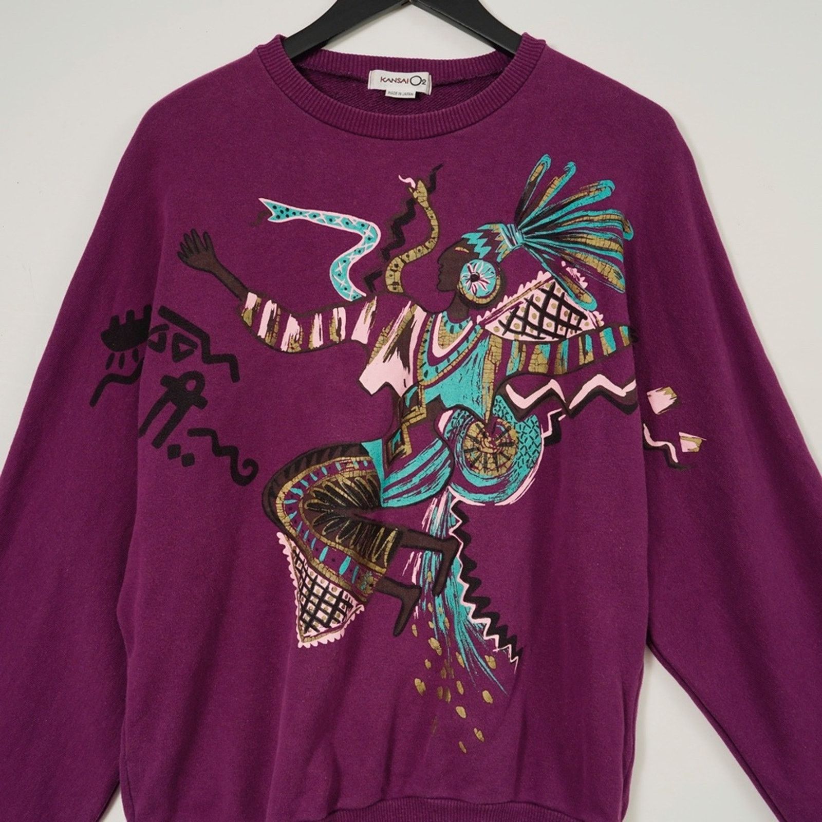 Kansai Yamamoto Kansai Yamamoto O2 Purple Tribal Sweatshirt Vintage Japan Size L / US 10 / IT 46 - 4 Thumbnail